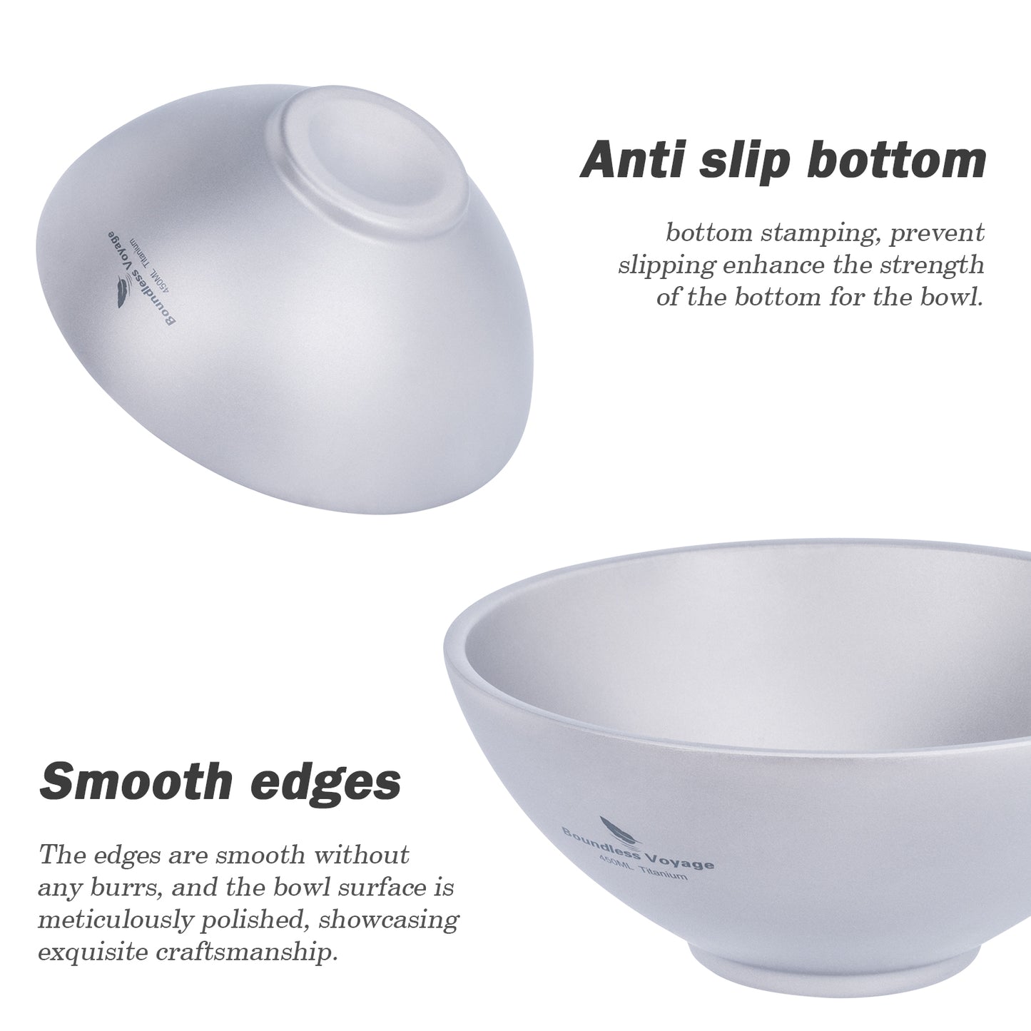 Boundless Voyage 220ml Titanium Double-Wall Bowl – Insulated Camping Soup & Snack Bowl for Adults, Kids & Outdoor Dining