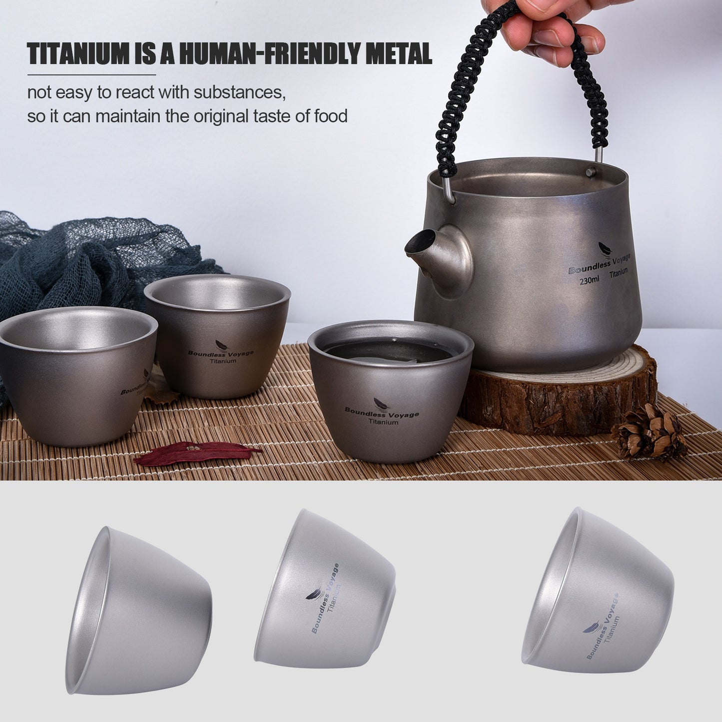 Boundless Voyage 40ml Double-Wall Titanium Sake Cup – Ultralight Insulated Shot Mug, TA1 Titanium Mini Cup for Whiskey, Tea & Outdoor Camping