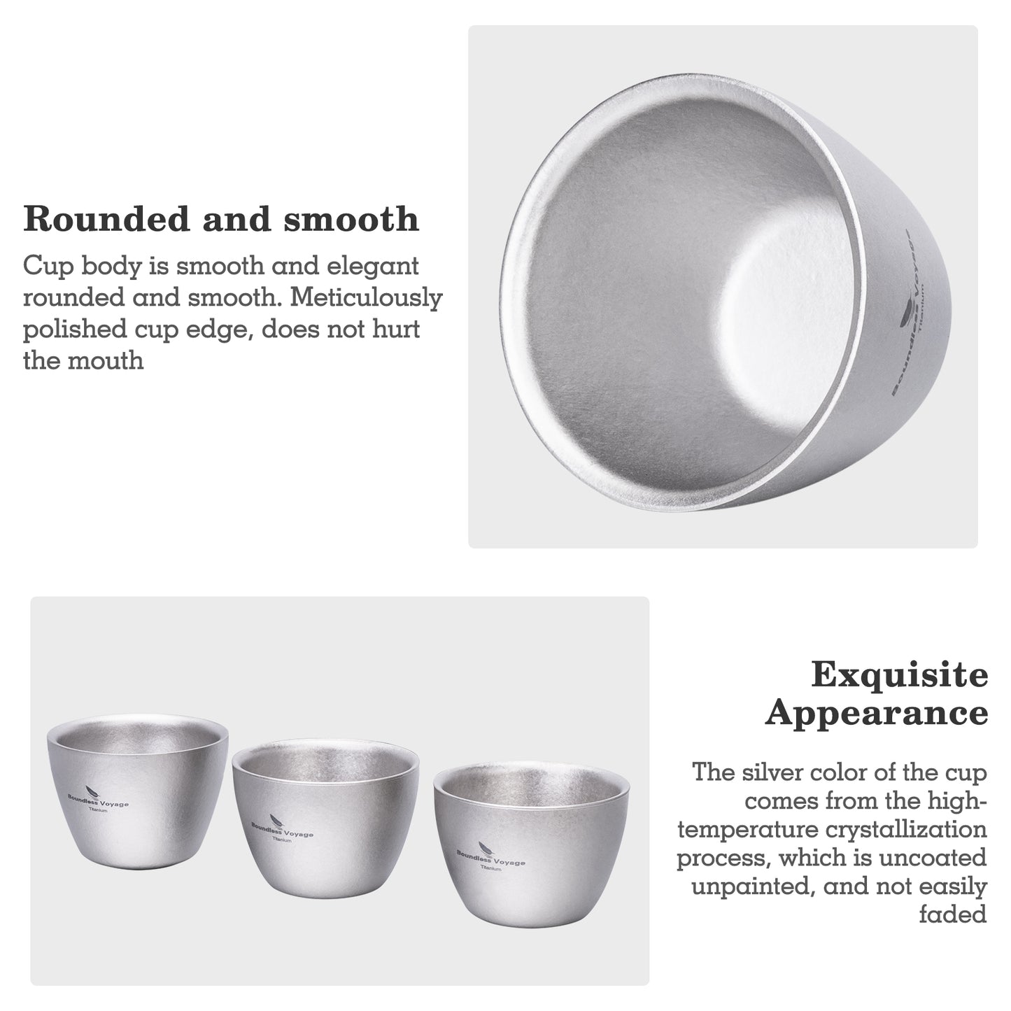 Boundless Voyage 40ml Double-Wall Titanium Sake Cup – Ultralight Insulated Shot Mug, TA1 Titanium Mini Cup for Whiskey, Tea & Outdoor Camping