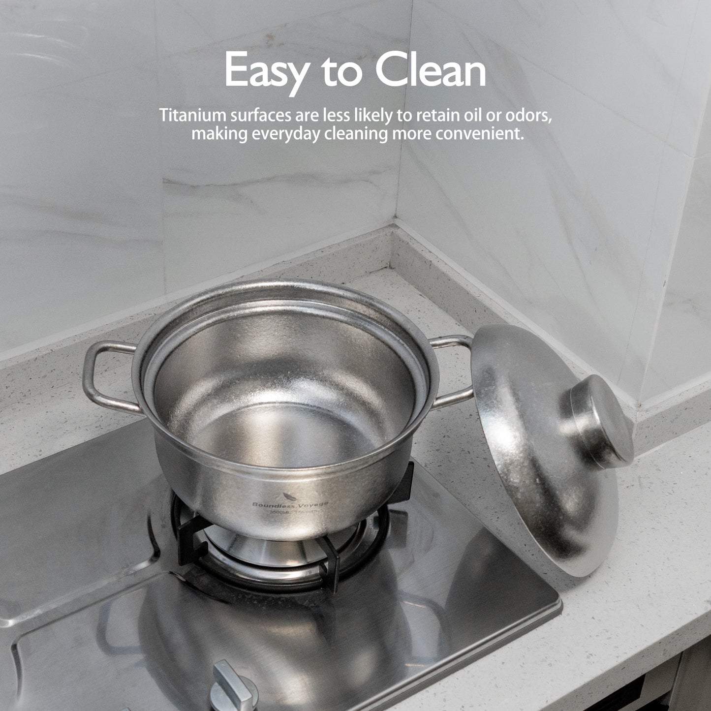 Boundless Voyage 3.5L Titanium Cooking Pot – Heavy-Duty Thick-Wall Stock Pot with Vented Lid for Home Kitchen & Outdoor Cooking