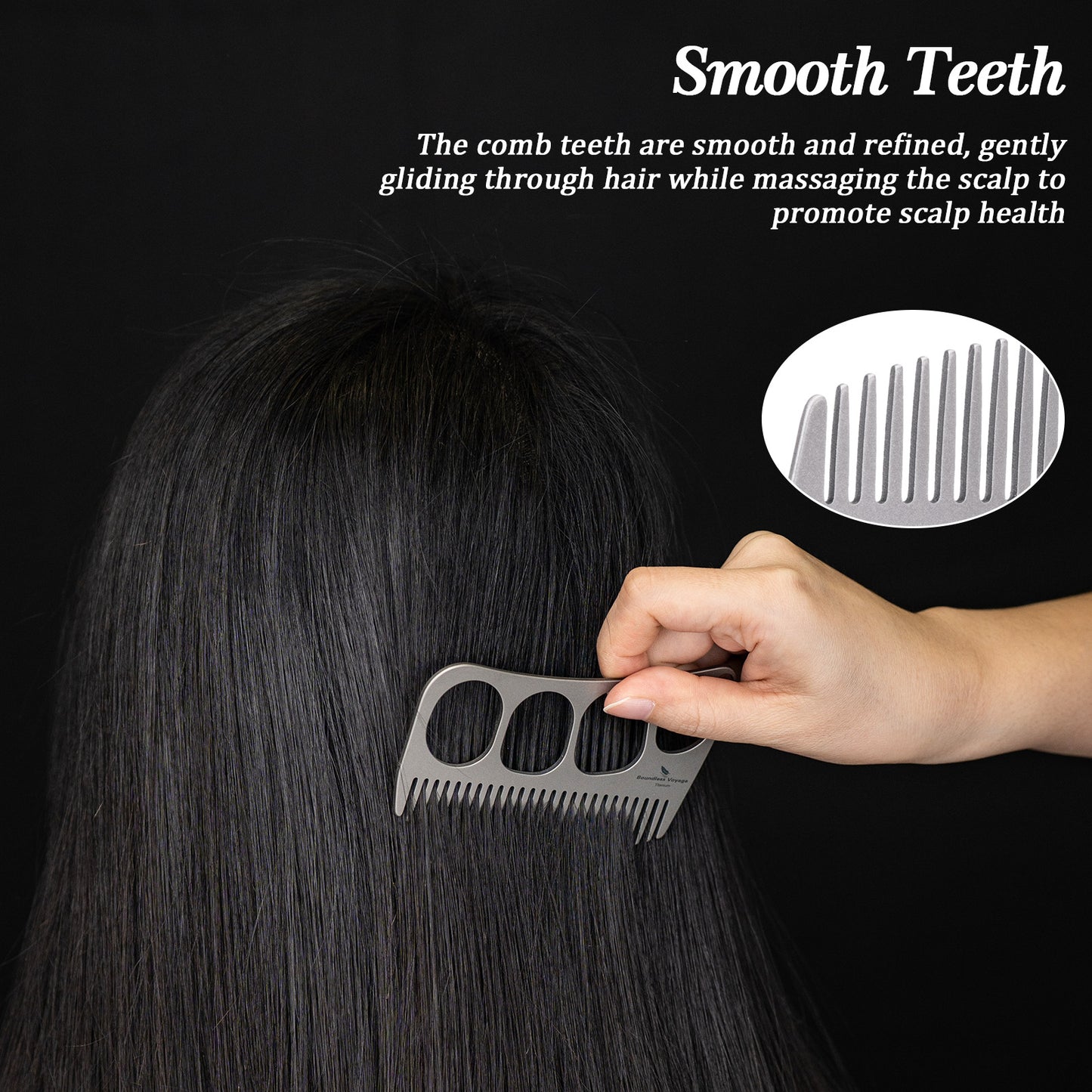 Boundless Voyage Titanium Crescent Hair & Beard Comb – Lightweight Unisex Grooming Tool for Home & Travel