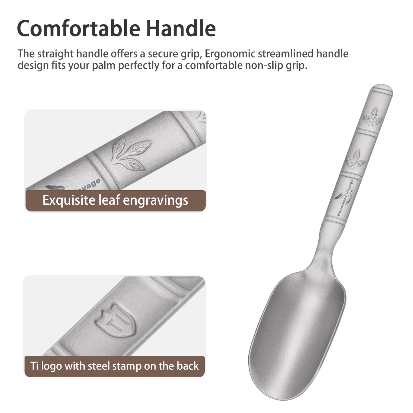 Boundless Voyage TA1 Titanium Spoon 2PCS– Ultralight Portable Camping Spoon for Hiking, Backpacking, Travel & Everyday Use