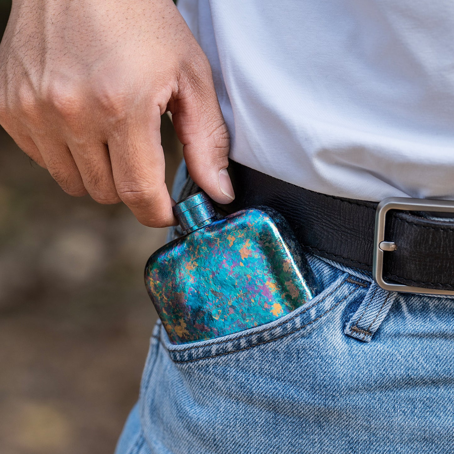 Boundless Voyage Ultralight Titanium Hip Flask | Pocket Size Whiskey & Liquor Bottle | Leakproof & Non-Toxic Metal Flask for Camping, Hiking, EDC & Premium Groomsmen Gifts