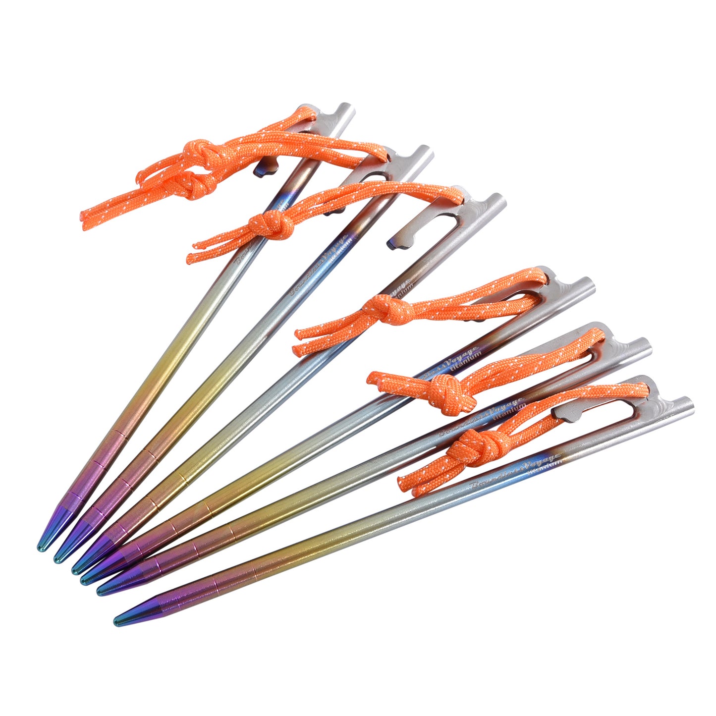 Boundless Voyage Colorful Titanium Alloy Tent Stakes – Ultralight Strong Camping Pegs (20cm / 24cm / 30cm / 35cm / 40cm)
