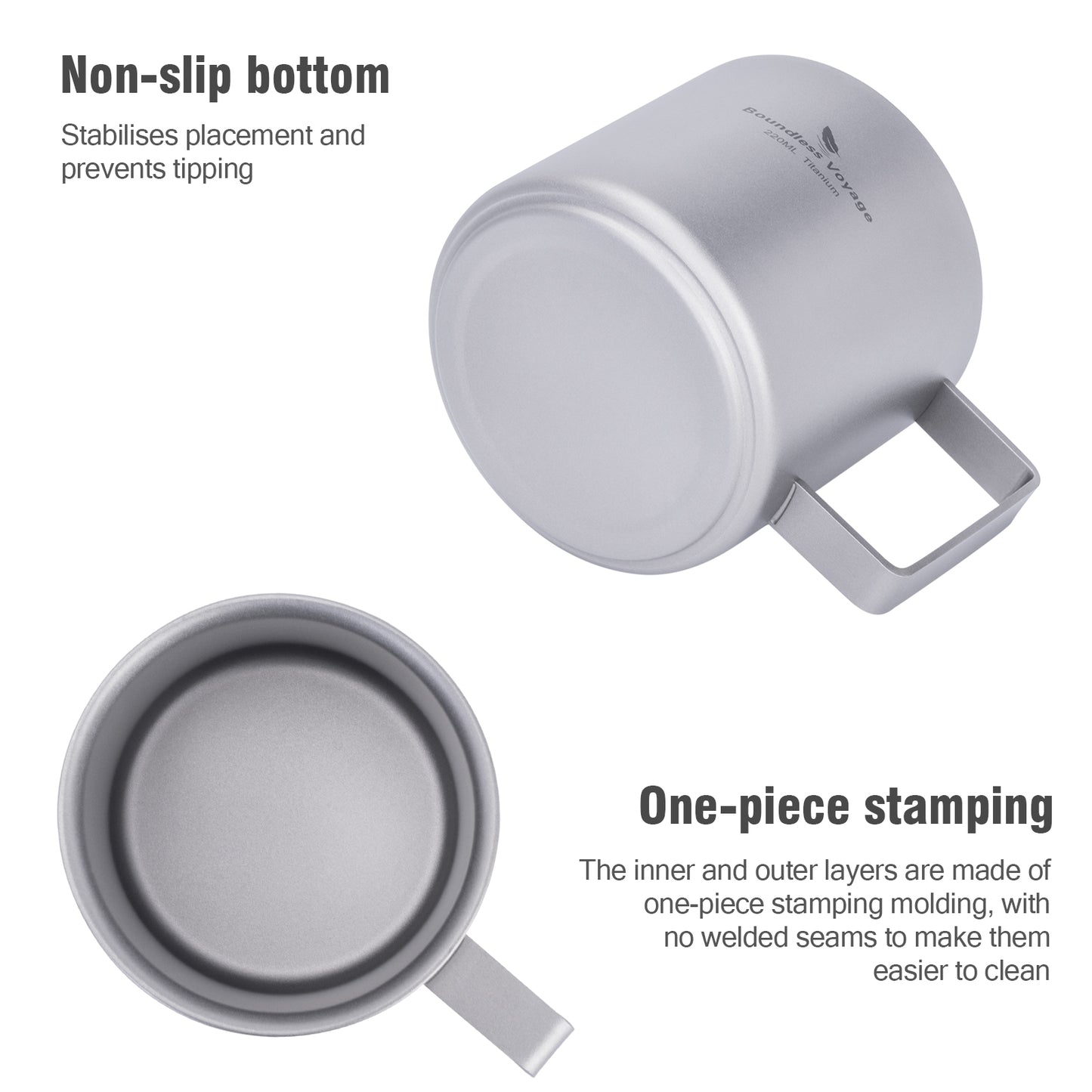 Boundless Voyage 220ml Double-Walled Titanium Cup | Ultralight Insulated Mini Coffee Mug | Anti-Scalding Tea Cup for Camping, Travel & Home