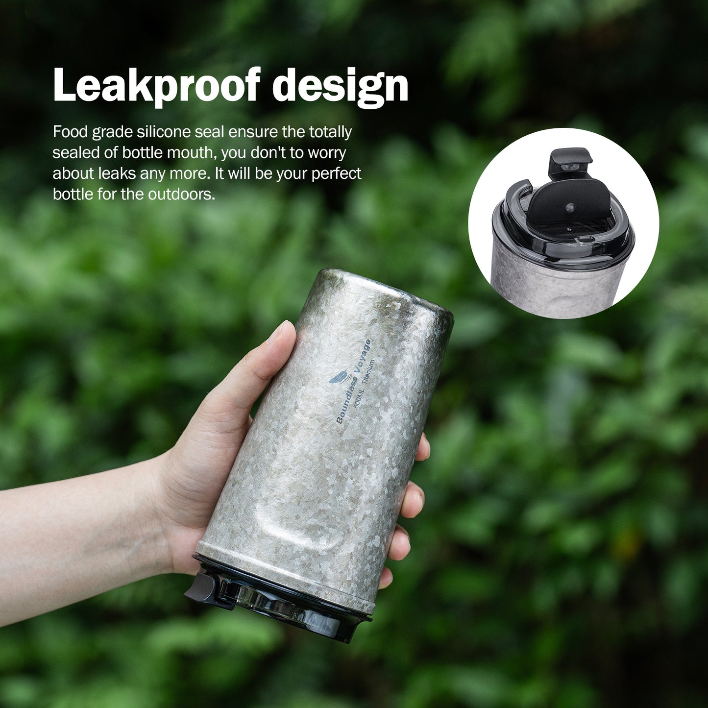 Boundless Voyage Titanium Thermos Bottle with Lid Double-Walled Insulated Water Mug 500ml