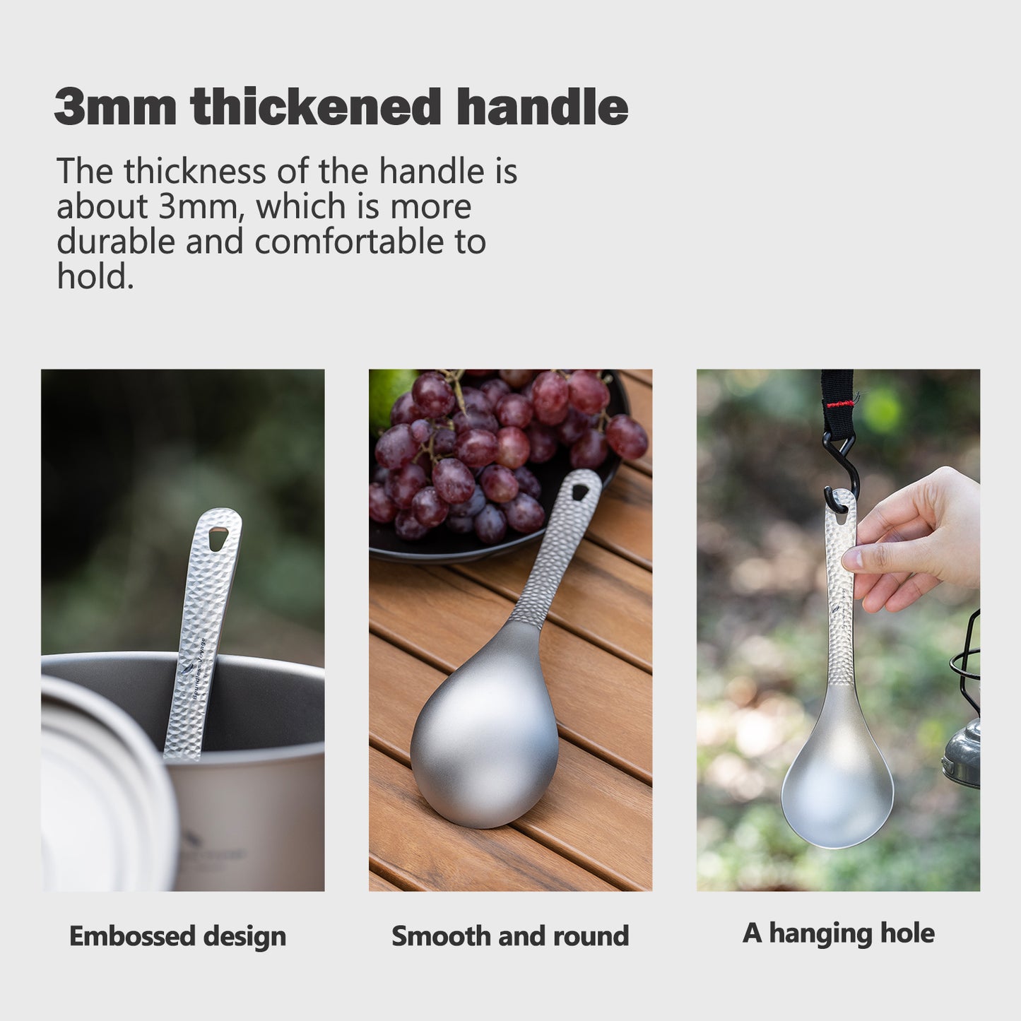 Boundless Voyage Titanium Soup Ladle 21.5cm – Large Hanging Cooking Spoon for Camping, Outdoor Kitchen & Food Serving