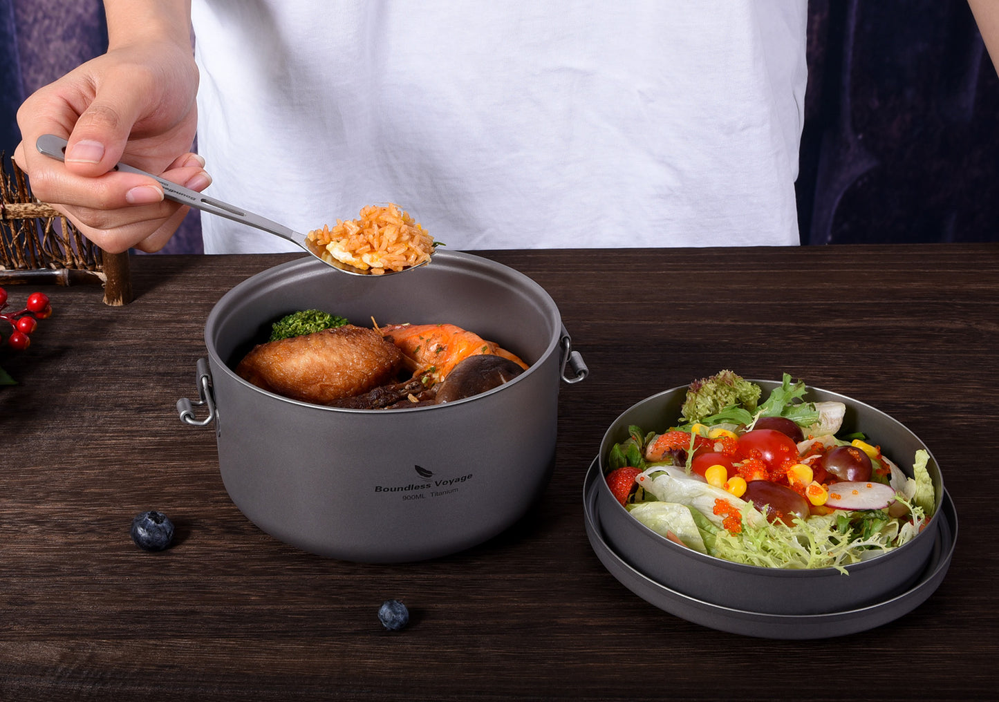 Boundless Voyage Titanium Lunch Box with Lid – Multi-Layer Bento Box for Salad, Soup & Daily Meals | Uncoated, Lightweight & Durable