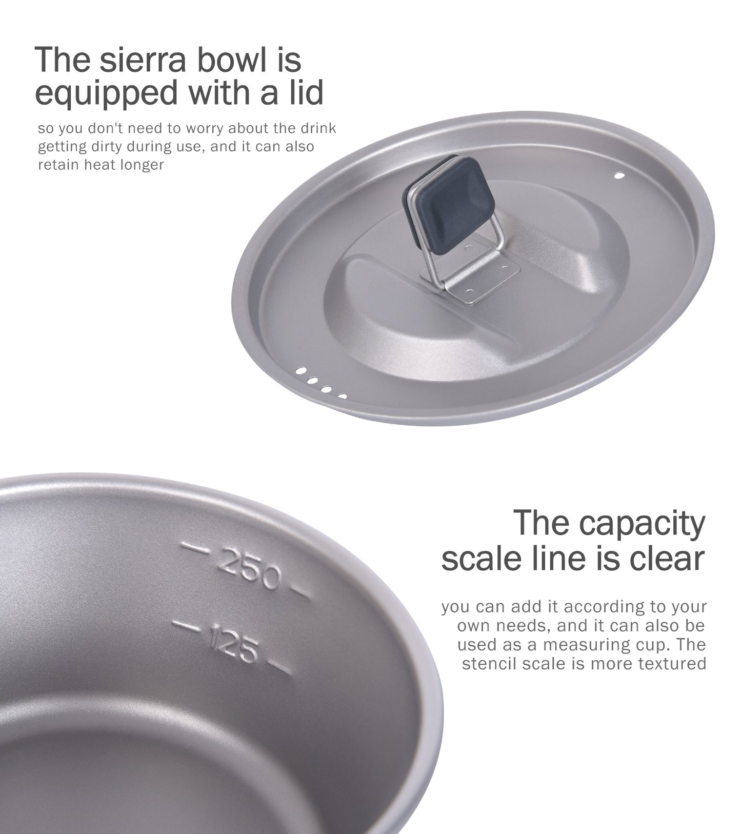 Boundless Voyage Titanium Sierra Cup Set with Lid – 350ml & 520ml Ultralight Camping Mug Bowls for Cooking & Outdoor Use