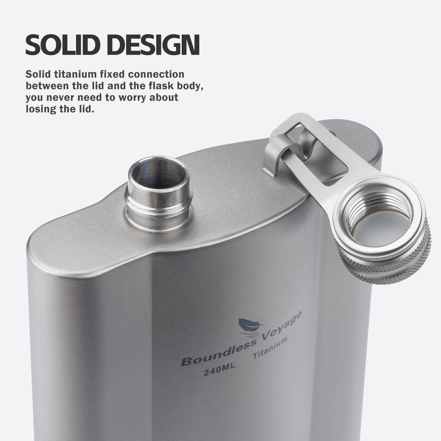 Boundless Voyage Titanium Flask 240ml+funnel Rust-Free Ultralight Small Liquor Flask Bottle for Whiskey Vodka Wine Outdoor Portable Travel Outdoor