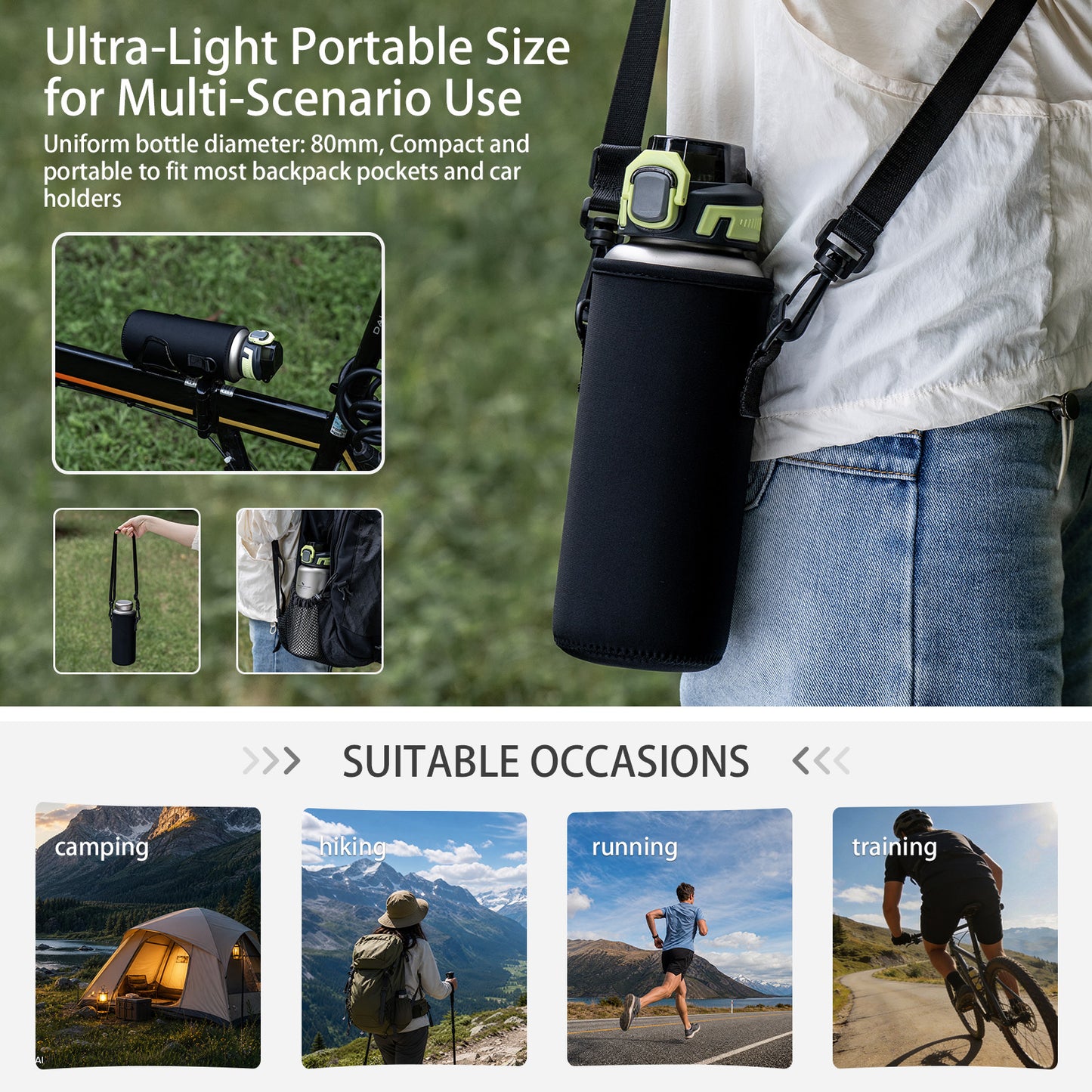 Boundless Voyage 950ml Titanium Water Bottle with Lids – TA1 Ultralight Wide Mouth Canteen for Hiking, Camping & Travel