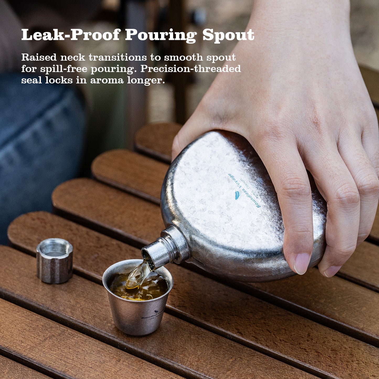 Boundless Voyage 180ml Crystallized Titanium Hip Flask | Luxury Ice-Texture Round Whiskey Bottle with Funnel | Ultralight & Non-Toxic Liquor Flagon for Gifting, EDC & Travel