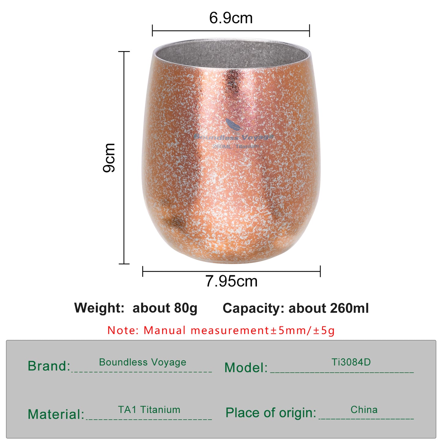 Boundless Voyage Titanium Double-Wall Cup – Ultralight TA1 Camping Coffee Mug for Travel, Hiking & Outdoor Use