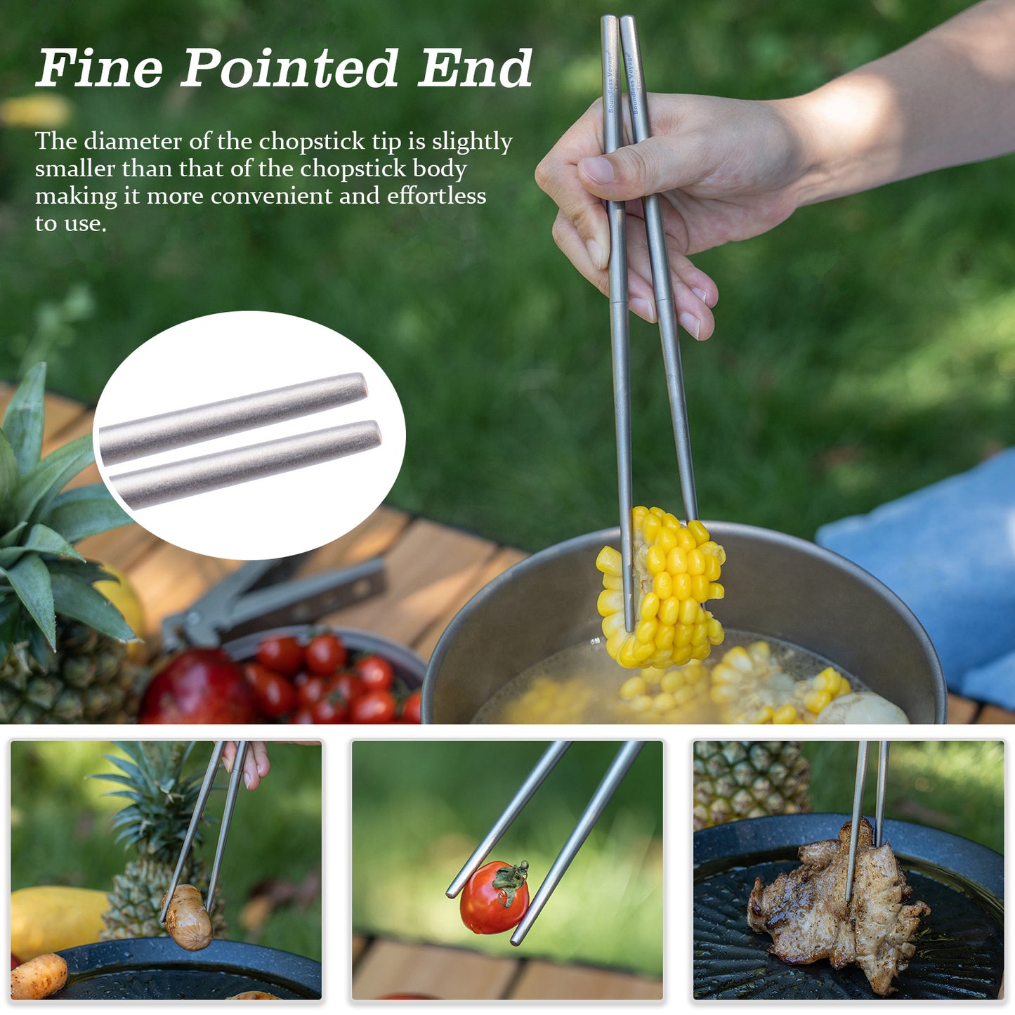 Boundless Voyage Foldable Telescopic Titanium Chopsticks Outdoor Travel Picnic Folding Tableware Cutlery Camping Utensils