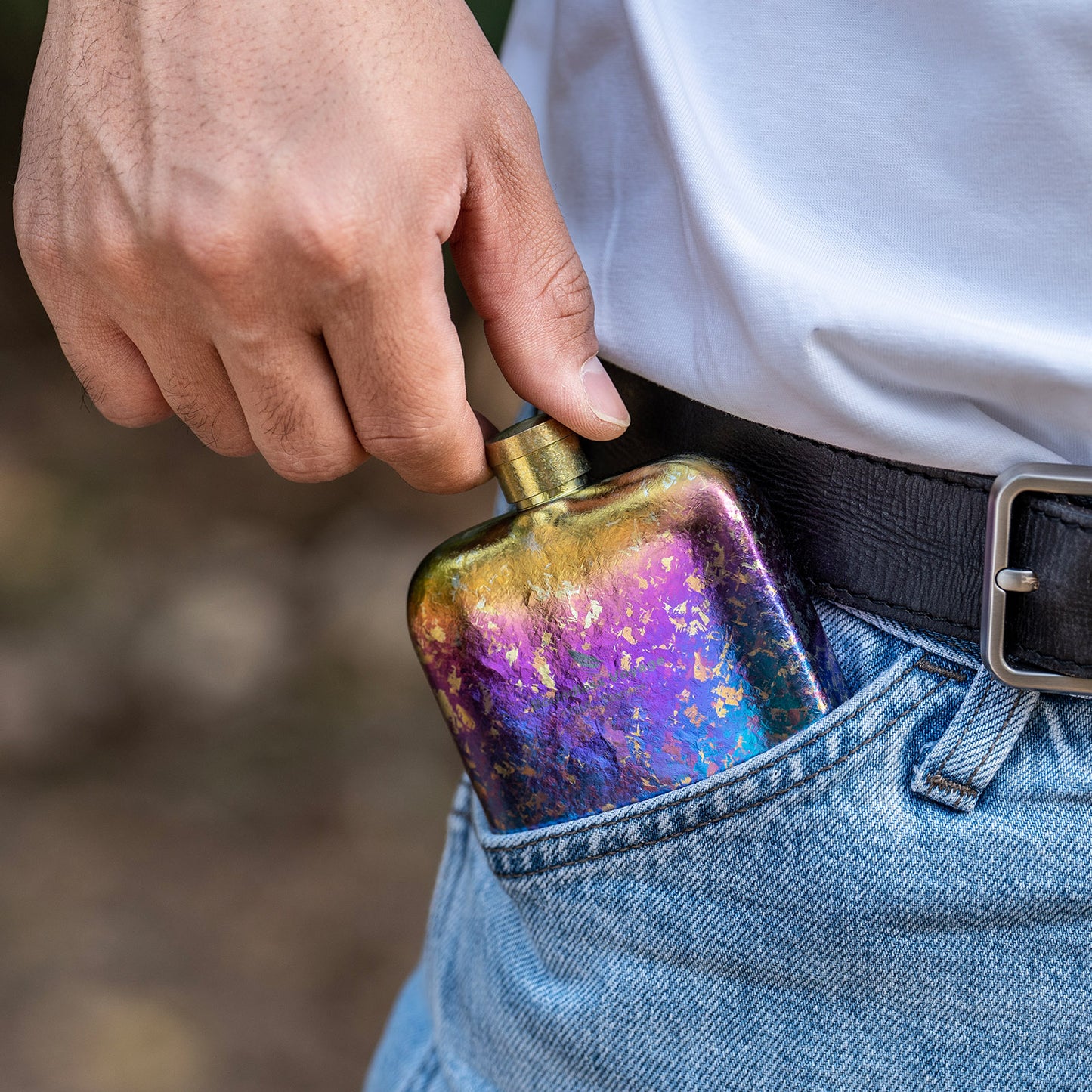 Boundless Voyage Ultralight Titanium Hip Flask | Pocket Size Whiskey & Liquor Bottle | Leakproof & Non-Toxic Metal Flask for Camping, Hiking, EDC & Premium Groomsmen Gifts