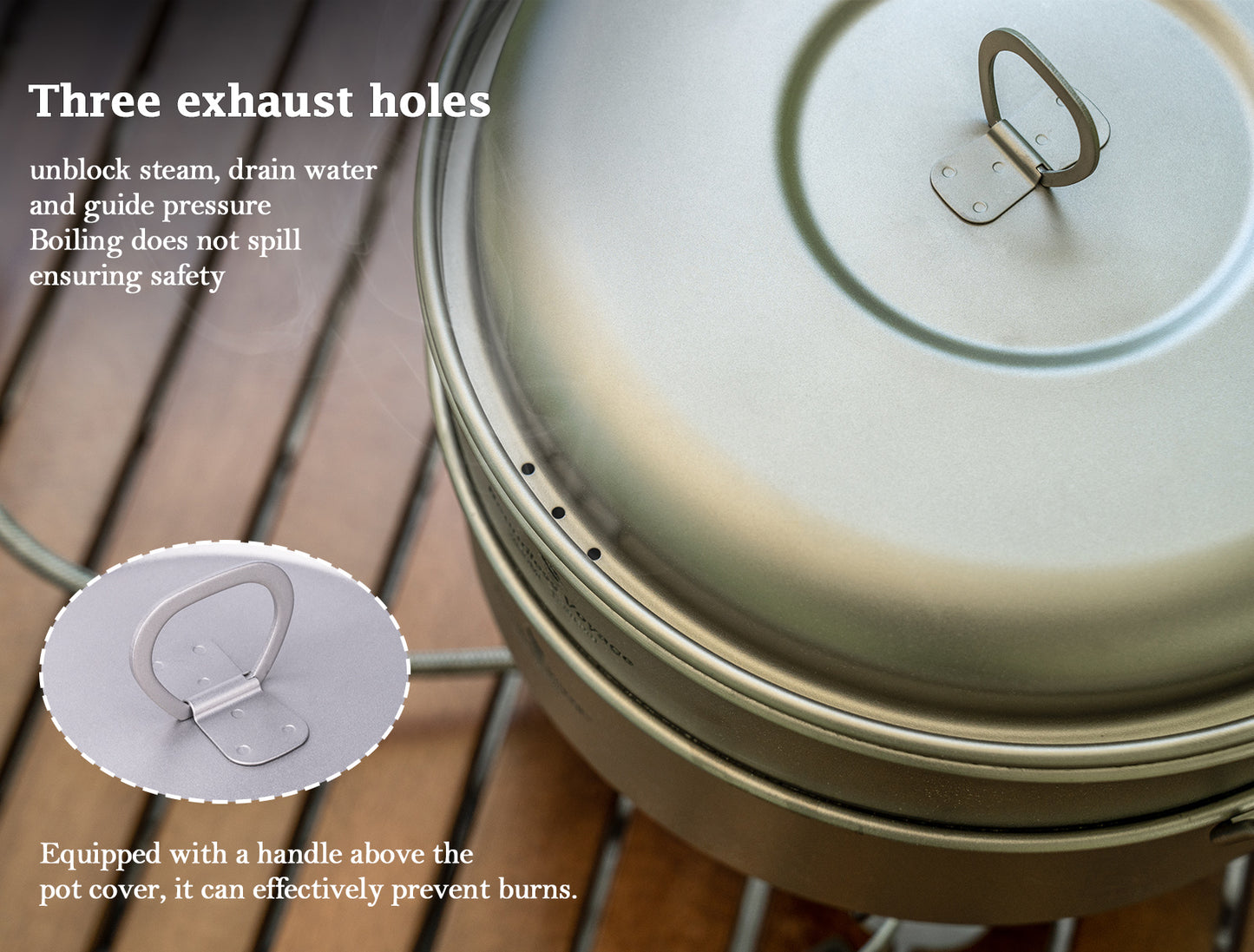 Boundless Voyage 2.2L Titanium Stock Pot with Lid – Ultralight Wide Camping Cooking Pot, TA1 Titanium Outdoor Cookware for Hiking, Picnic & Home Kitchen