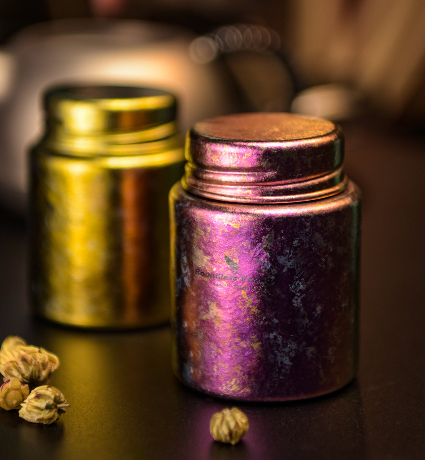 Boundless Voyage Mini Titanium Tea Caddy – Colorful Ice Texture Tea Canister for Loose Leaf Tea, Coffee, Spices & Portable Dry Storage