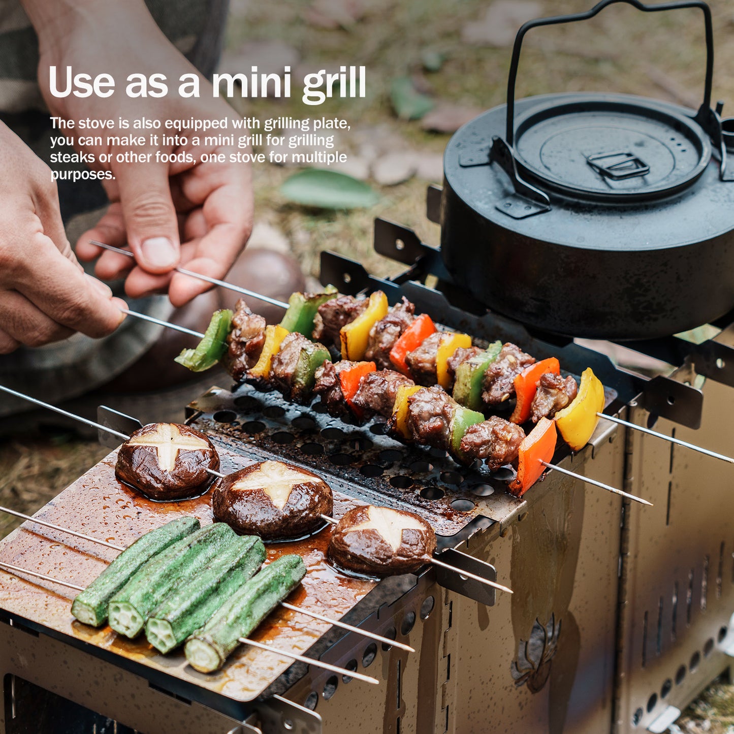 Boundless Voyage Titanium Wood Stove Ultralight Camping Charcoal Burner for Backpacking Hiking & Outdoor Cooking