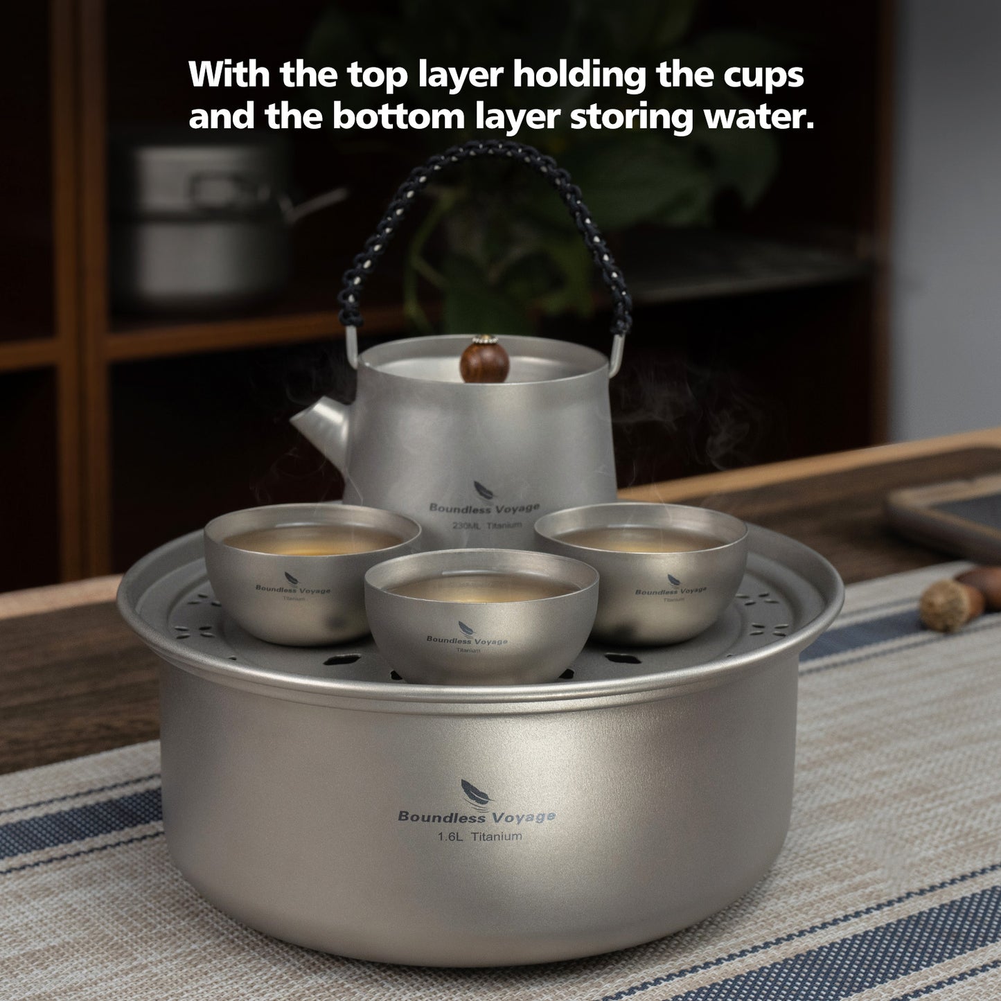 Boundless Voyage Titanium Tea Tray – Portable Gongfu Tea Board for Outdoor Tea Brewing, Camping, Travel & Car Tea Setup