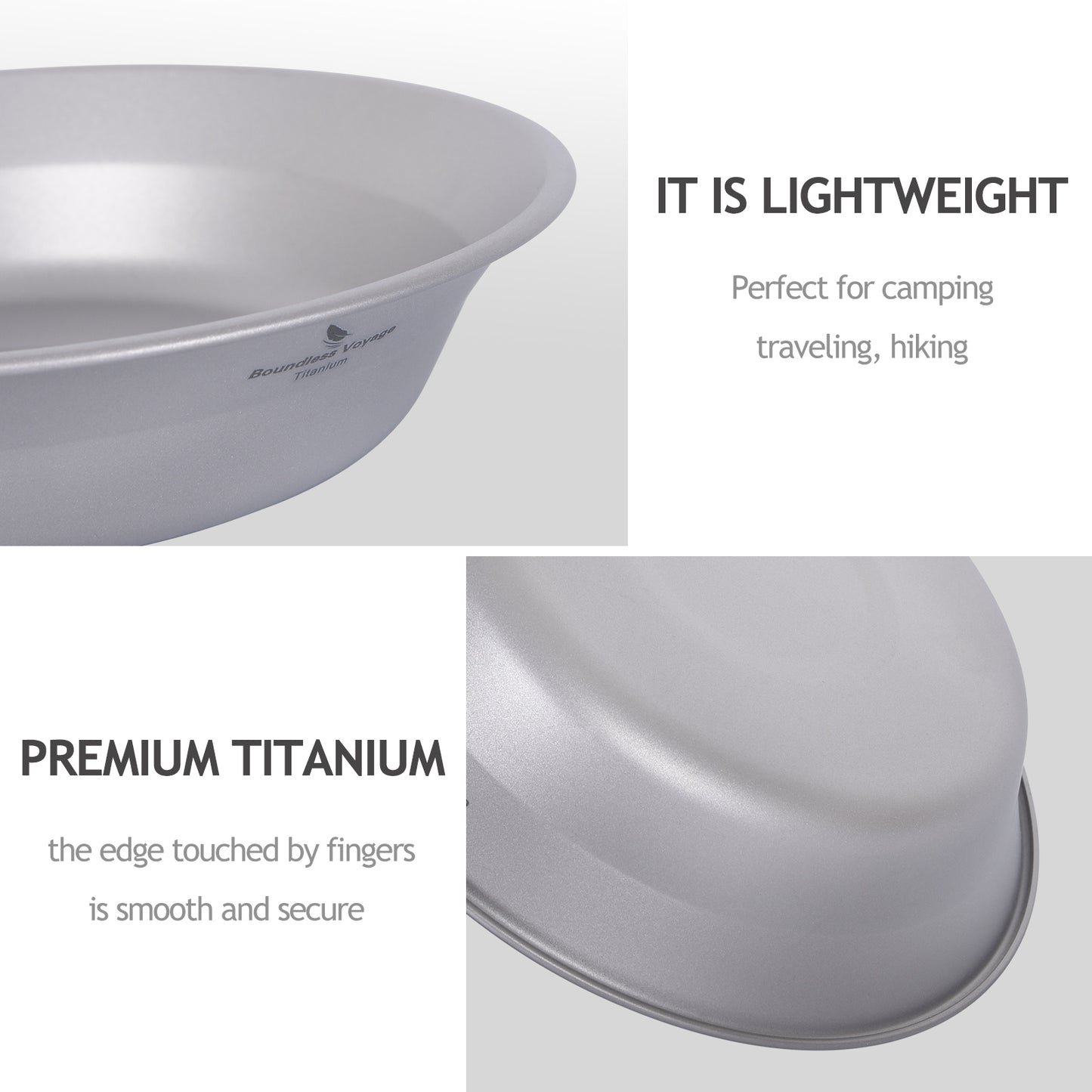 Boundless Voyage Titanium Pan Bowl with Carry Bag – Ultralight Camping Dish Plate for Backpacking, Hiking & Outdoor Dining