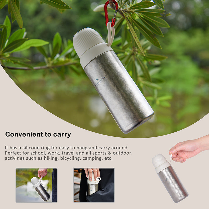 Boundless Voyage Titanium 300ml Vacuum Water Bottle Double-Walled Lightweight Coffee Bottle Leak-Proof Sport Bottle for Travel Outdoor Office
