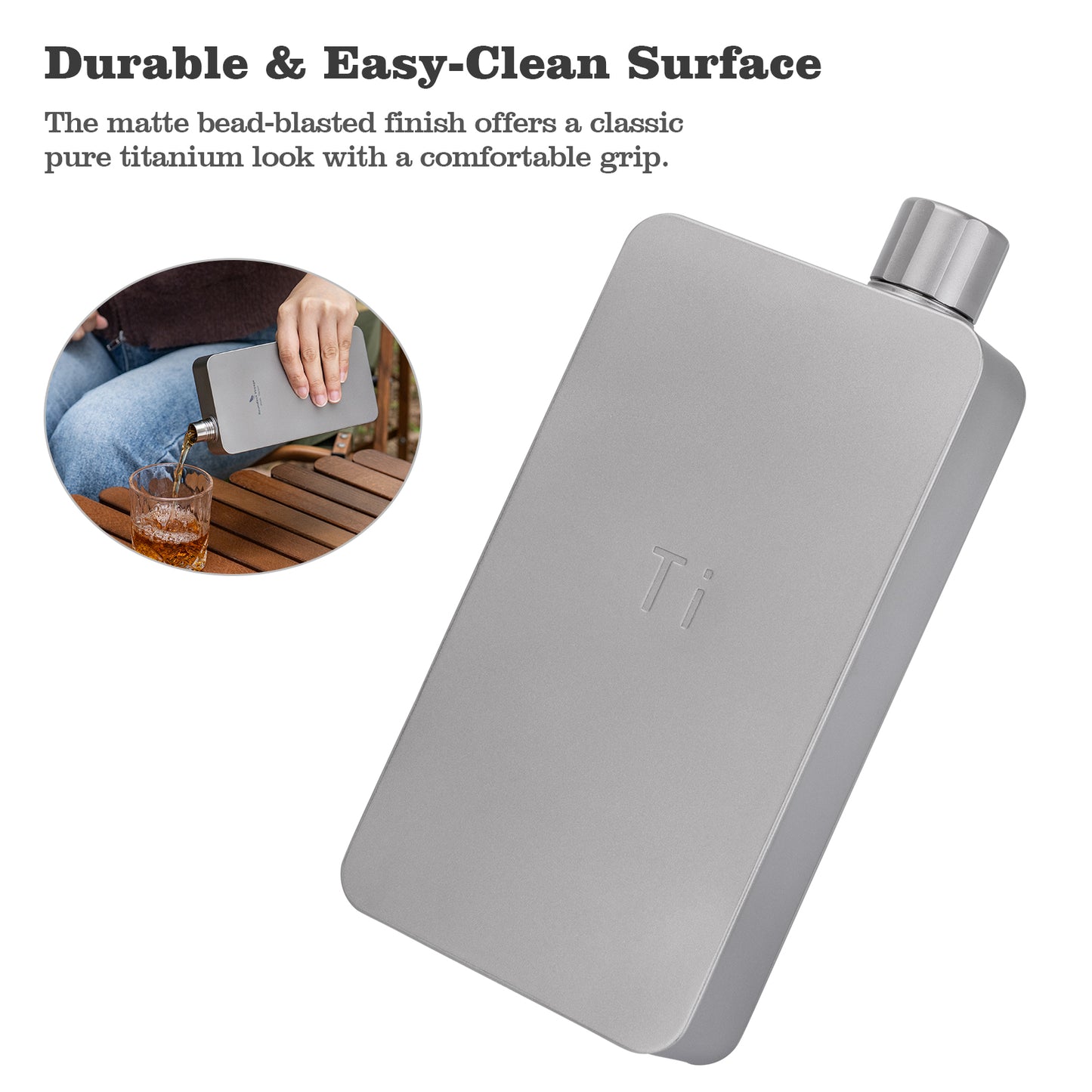 Boundless Voyage 400ml Titanium Flask – Ultra-Light Leakproof Metal Liquor Bottle with Funnel | Premium EDC Hip Flask for Camping, Travel & Gifts