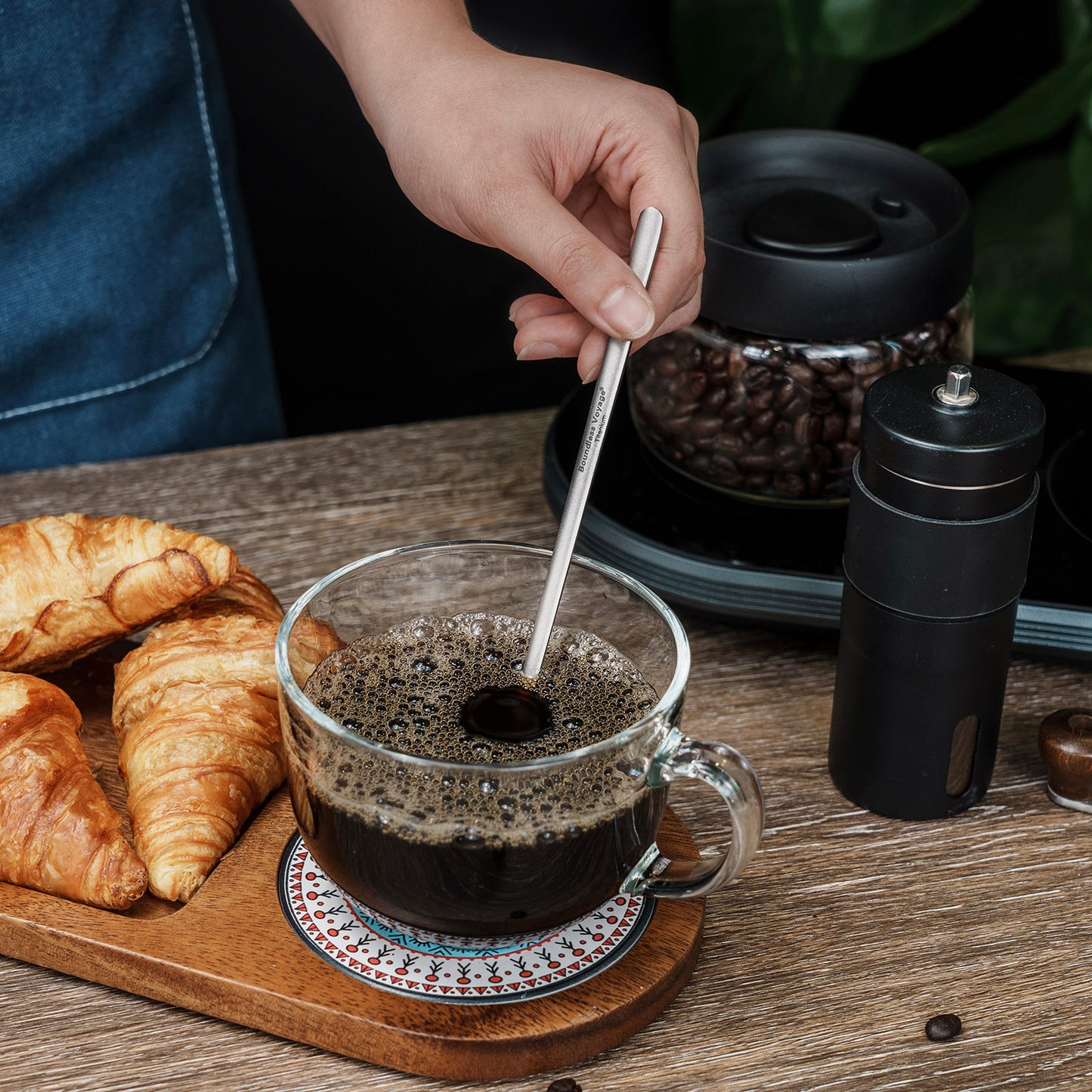 Boundless Voyage Titanium Long Handle Coffee Spoon 228mm – Ultralight Camping Spoon for Deep Mug, Bottle & Outdoor Cooking