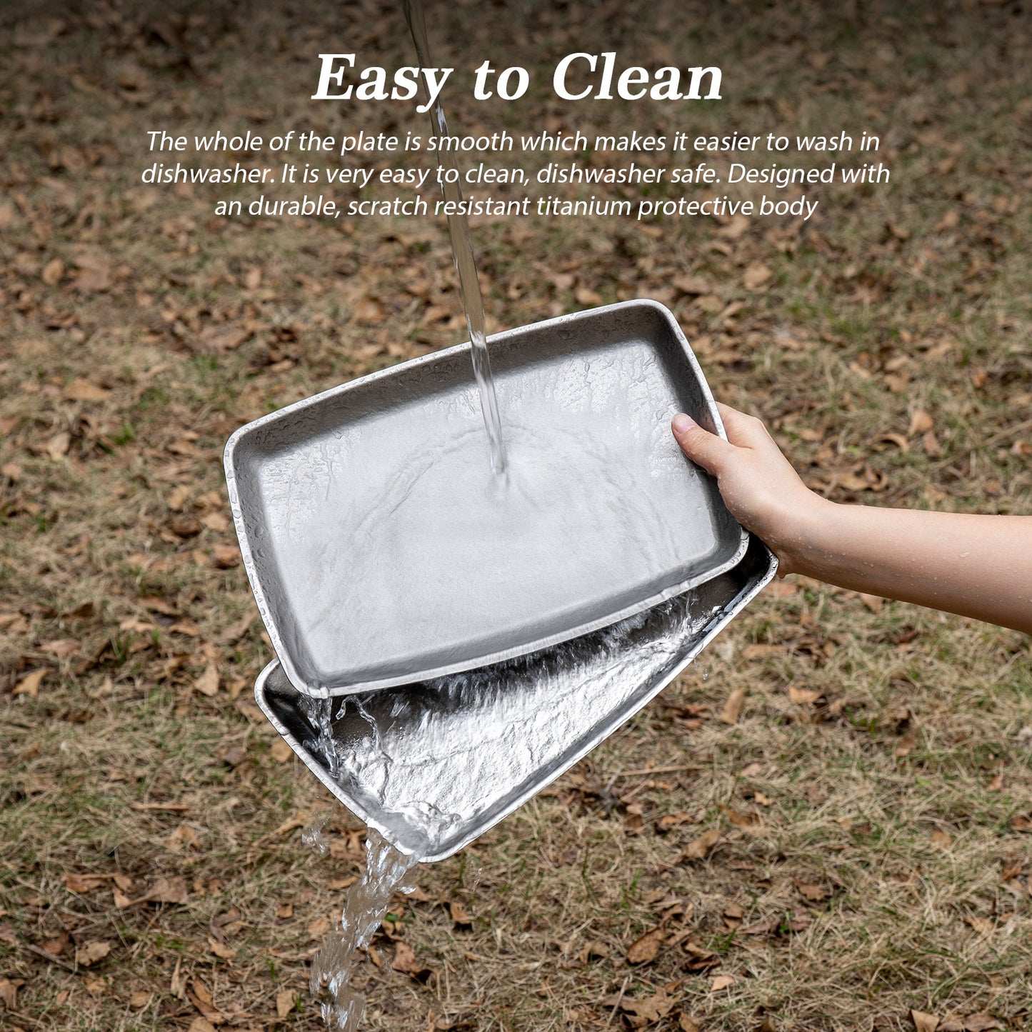 Boundless Voyage 27.7cm Titanium Square Plate | 186g Ultralight Camping Dinner Tray | Heat-Resistant & Dishwasher Safe Outdoor Tableware