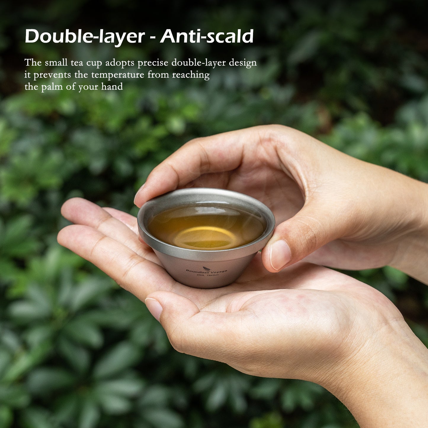 Boundless Voyage 25ml Titanium Double-Walled Tea Cup | 15g Featherlight Mini Tasting Mug | Anti-Scald Insulated Kung Fu Teacup for Camping