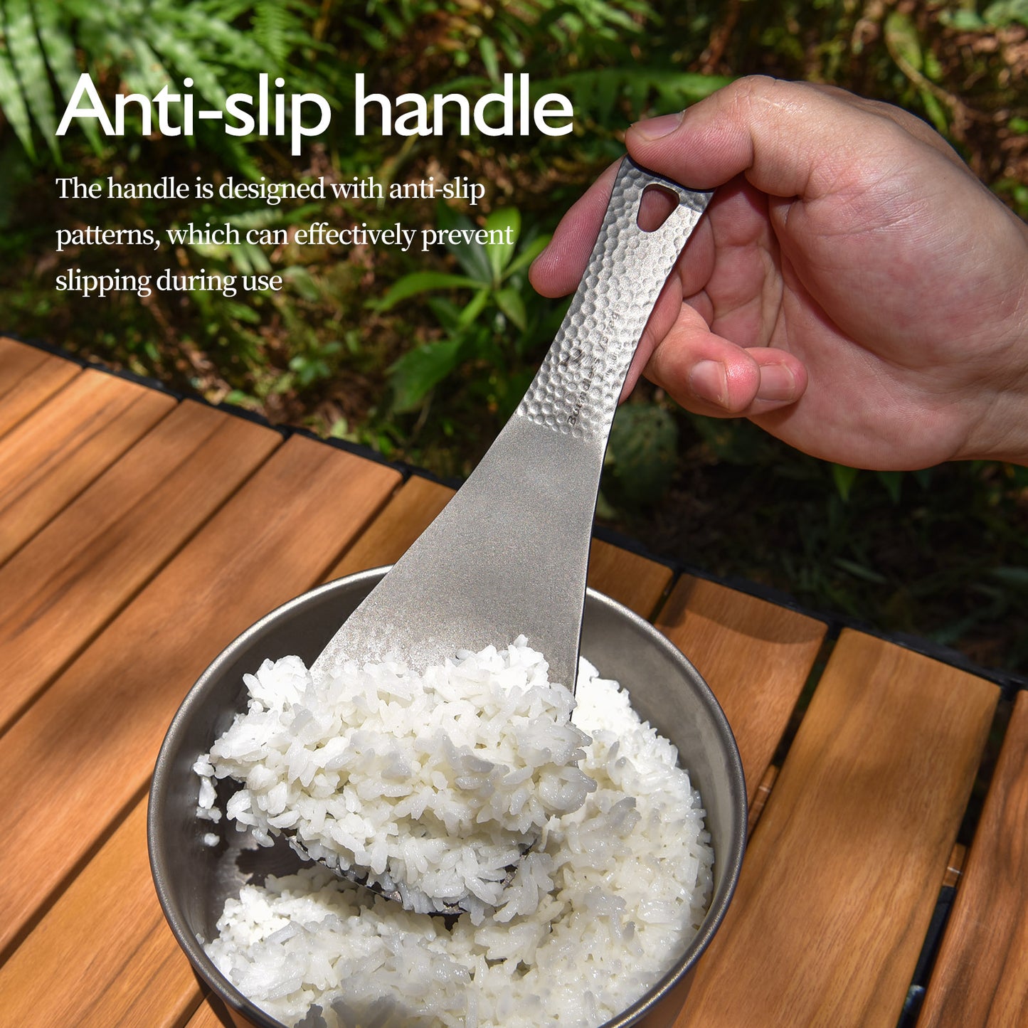 Boundless Voyage Titanium Rice Spoon Pure Titanium Thickened Rice Paddle for Camping, Outdoor Cooking & Home Kitchen
