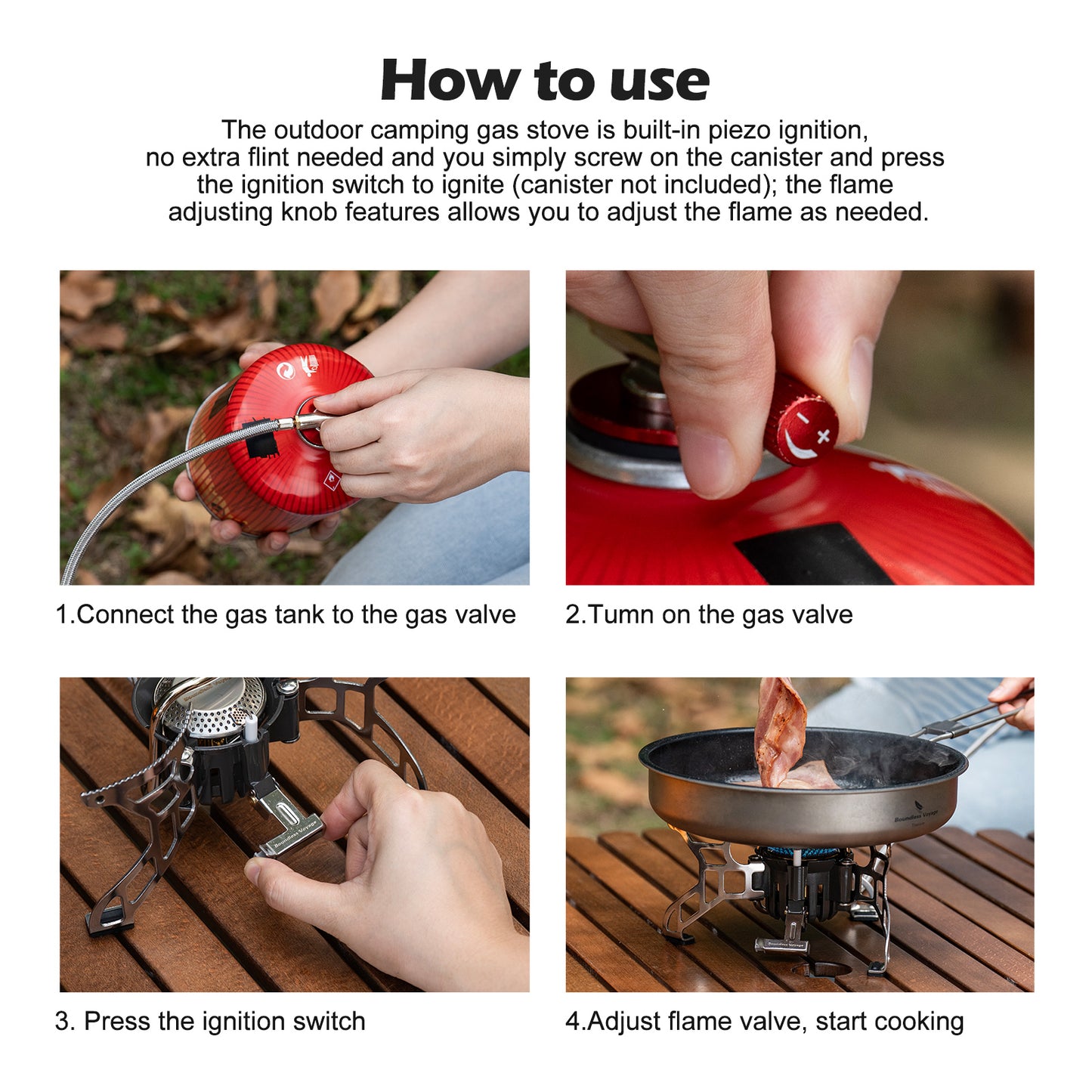 Boundless Voyage Portable Camping Stove BVS02 – 3500W High-Power Foldable Gas Stove, Compact & Stable Outdoor Cooking Burner