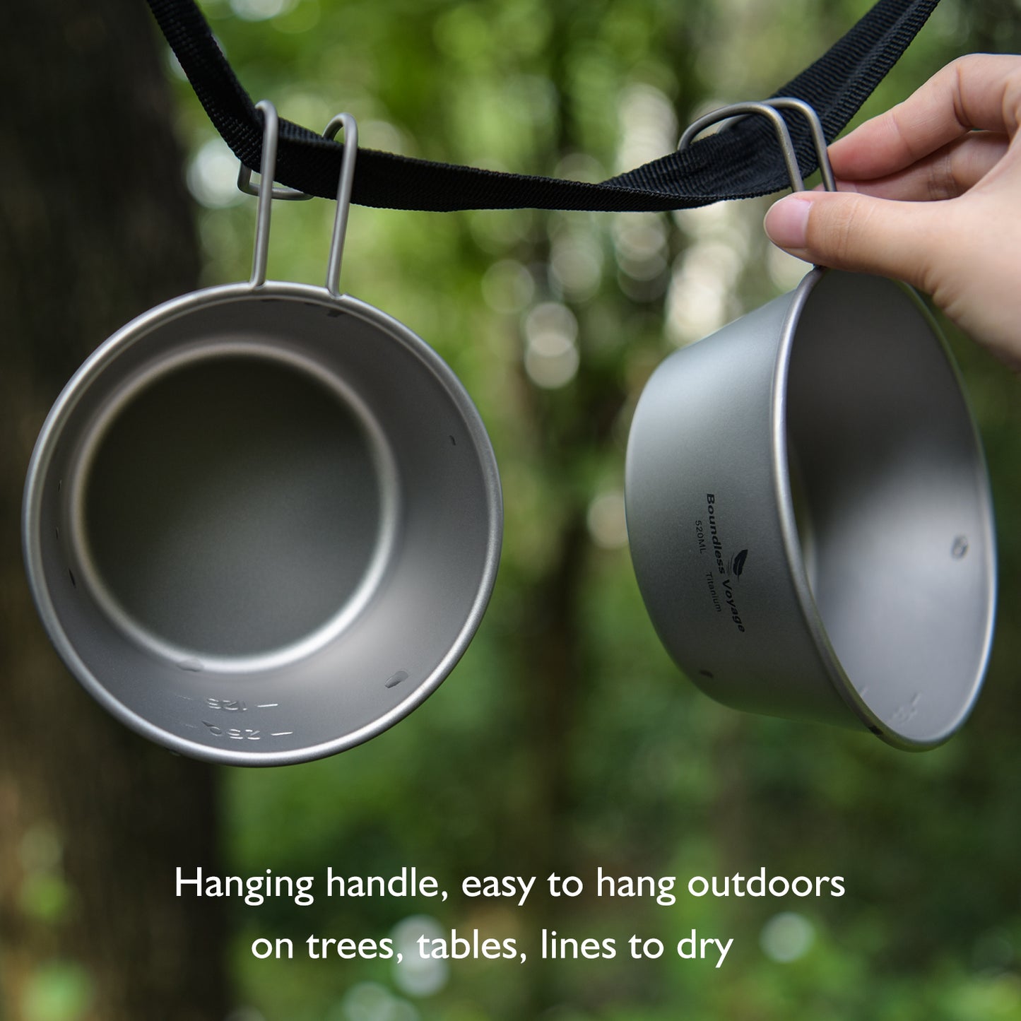 Boundless Voyage Titanium Sierra Cup Set with Lid – 350ml & 520ml Ultralight Camping Mug Bowls for Cooking & Outdoor Use