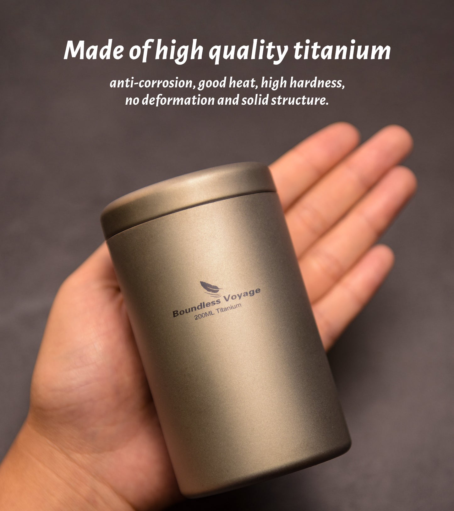 Boundless Voyage 200ml Titanium Tea Caddy – Ultralight Portable Tea Canister for Loose Leaf Tea, Coffee Beans, Spices & Dry Food Storage