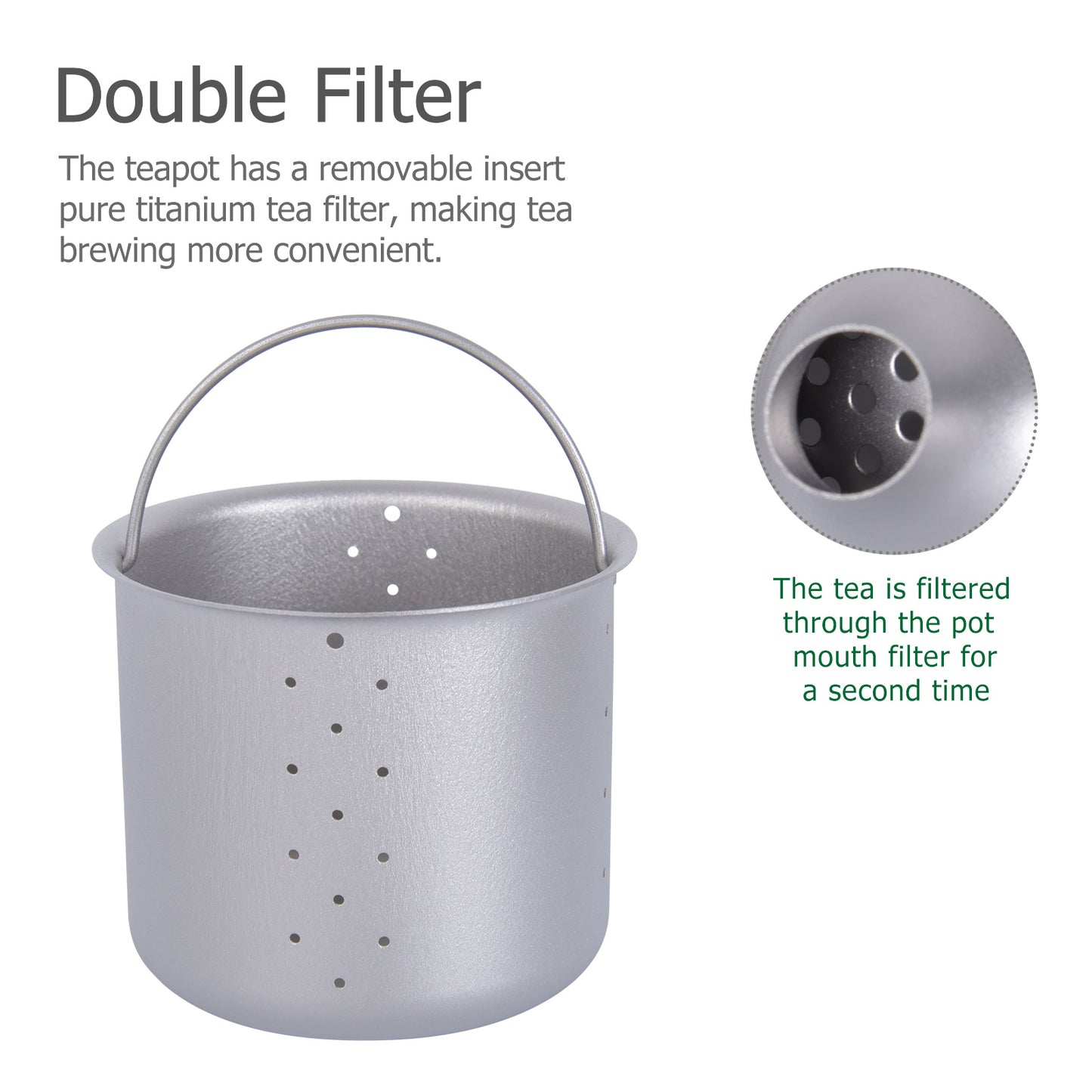Boundless Voyage Titanium Kung Fu Tea Set | 380ml Kettle & 3PCS 25ml Cups | Anti-Scald Ultralight Tea Maker for Camping, Hiking & Travel