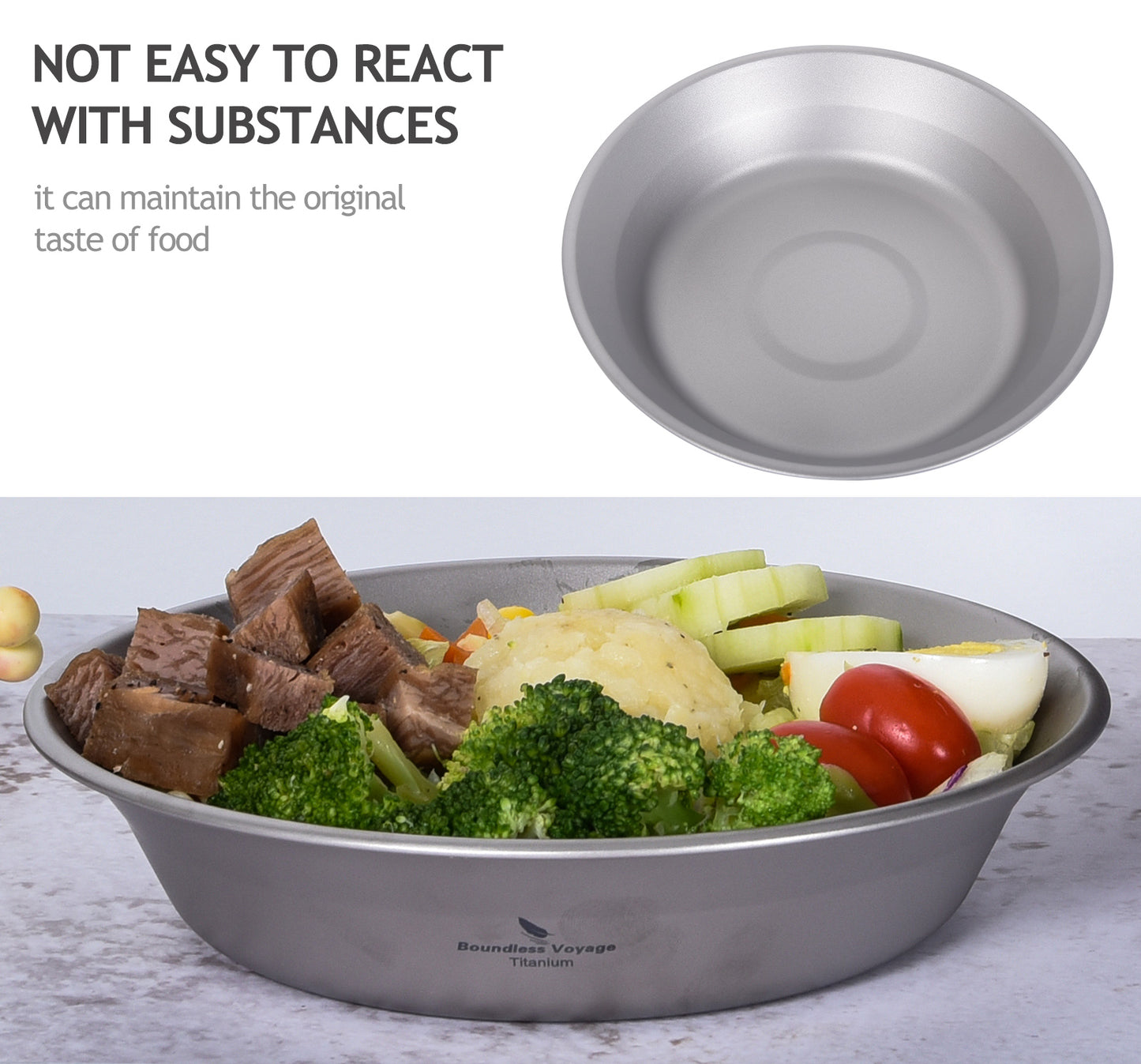 Boundless Voyage Titanium Pan Bowl Set with Carry Bag Outdoor Camping Dish Plate Tableware