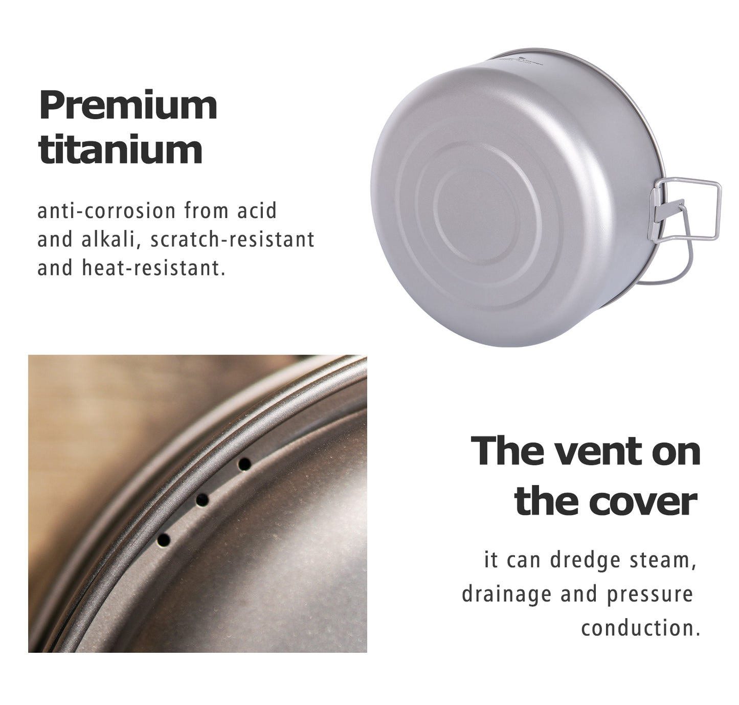 Boundless Voyage 4.5L Titanium Stockpot with Lid – Ultralight Large Camping Cookware, Multifunctional Steamer & Hot Pot for Outdoor Cooking, Hiking & Family Camping