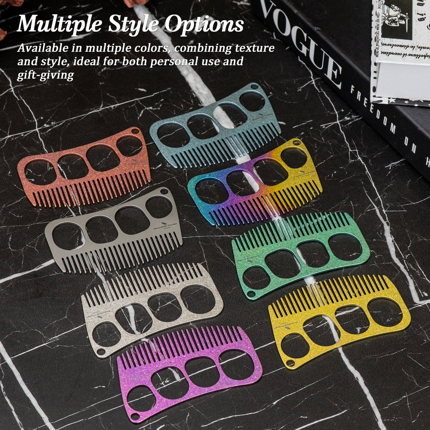 Boundless Voyage Titanium Crescent Comb – Hair & Beard Pocket Comb for Travel, EDC & Everyday Grooming