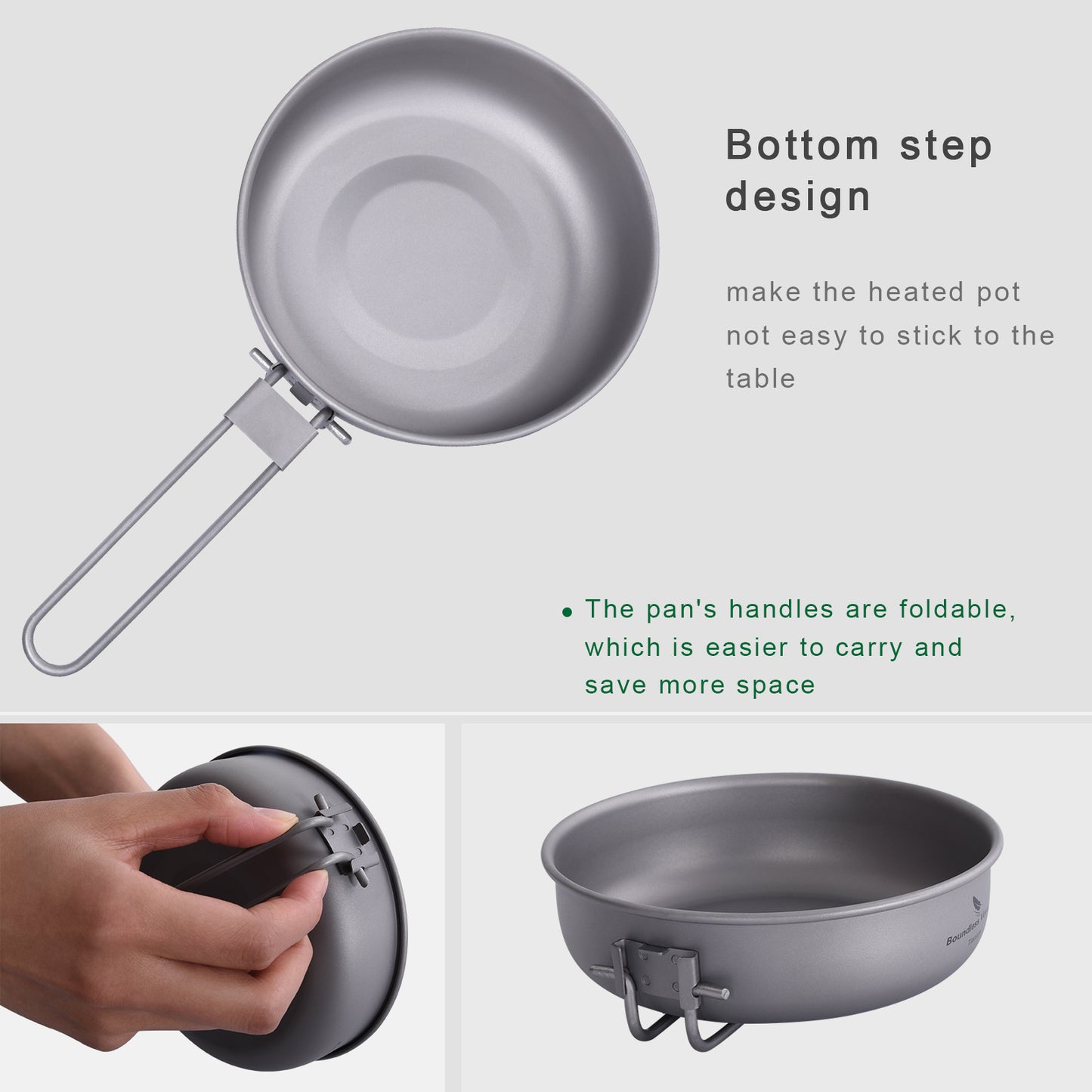 Boundless Voyage Titanium Frying Pan 5 inch Lightweight Nonstick Outdoor Camping Cookware