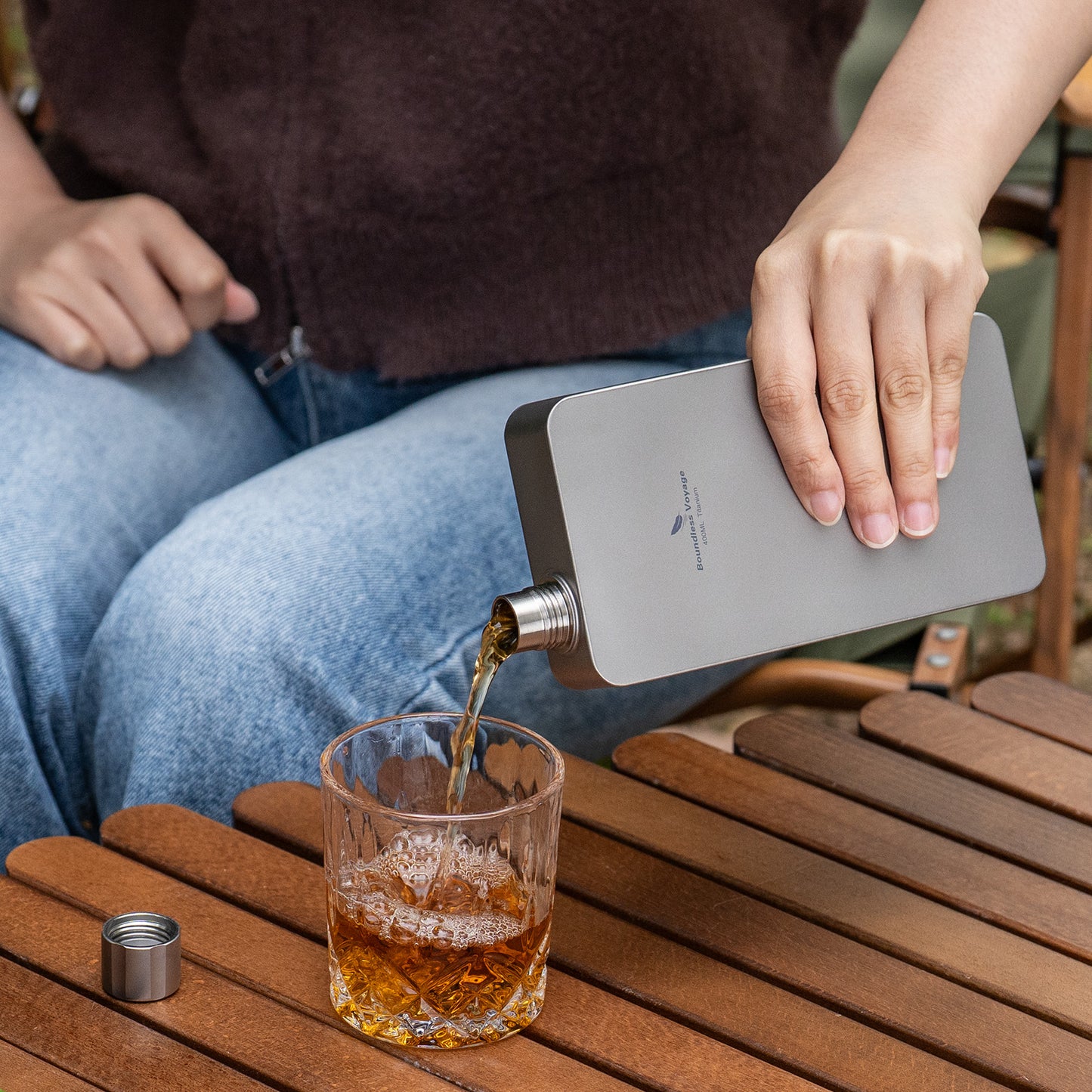 Boundless Voyage 400ml Titanium Flask – Ultra-Light Leakproof Metal Liquor Bottle with Funnel | Premium EDC Hip Flask for Camping, Travel & Gifts