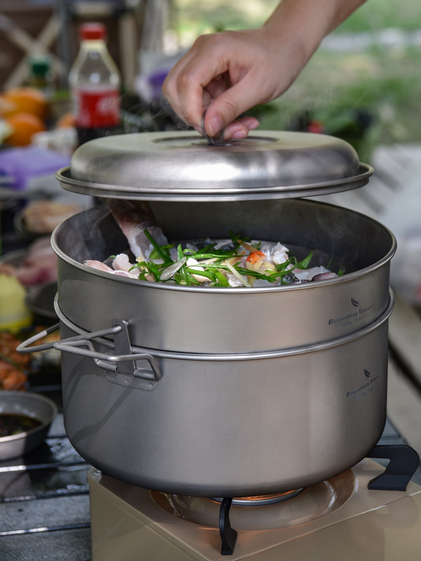 Boundless Voyage Multifunctional Titanium Steamer Suitable for home outdoor camping ultra-light