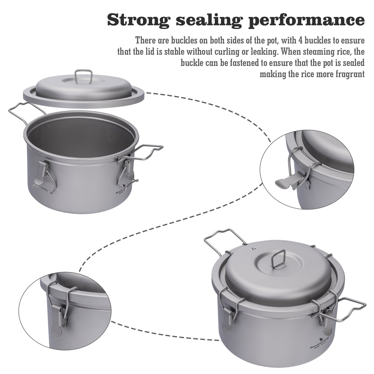 Boundless Voyage Titanium Camping Pot 3.2L  Ultralight Multifunctional Rice Cooker with Perforated Inner Liner for Hiking  Travel