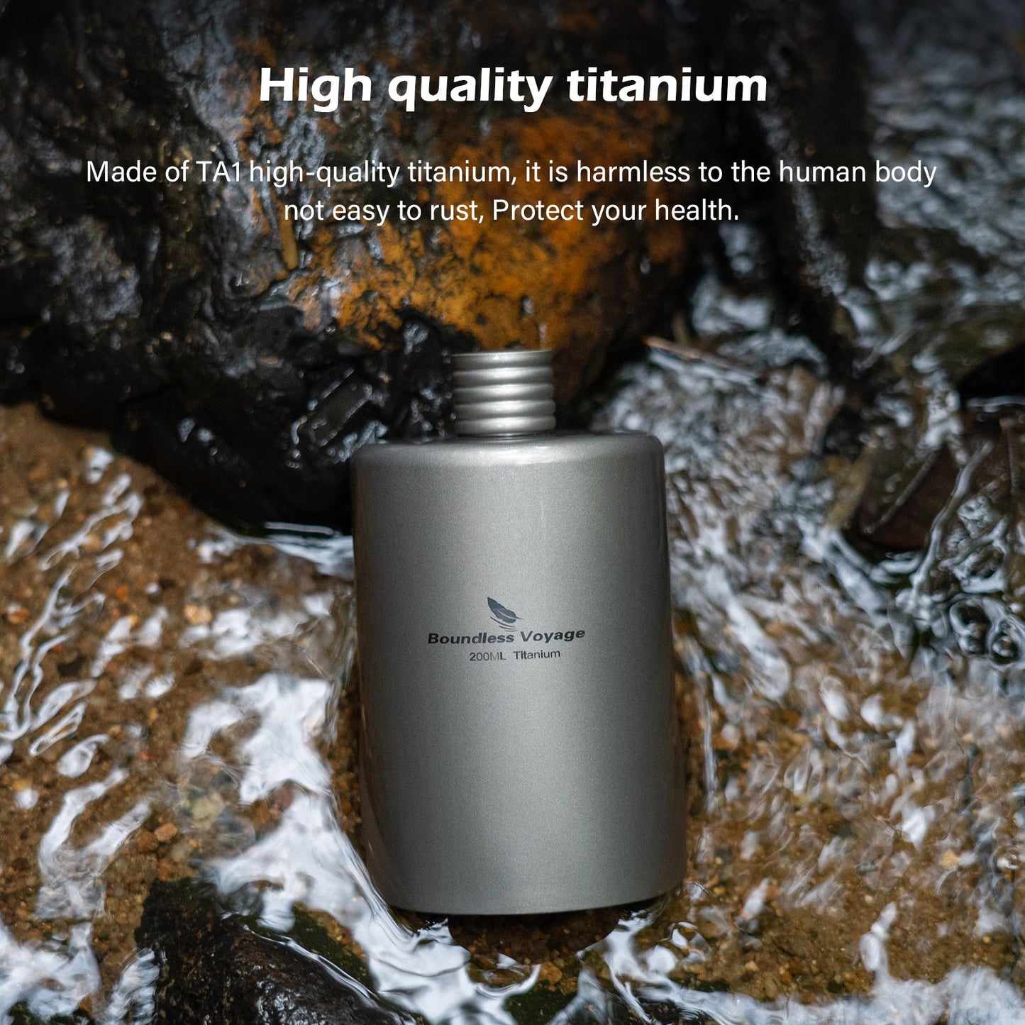Boundless Voyage 200ml Titanium Pocket Flagon – Ultralight Portable Hip Flask for Camping, Hiking, Travel & Outdoor Adventures