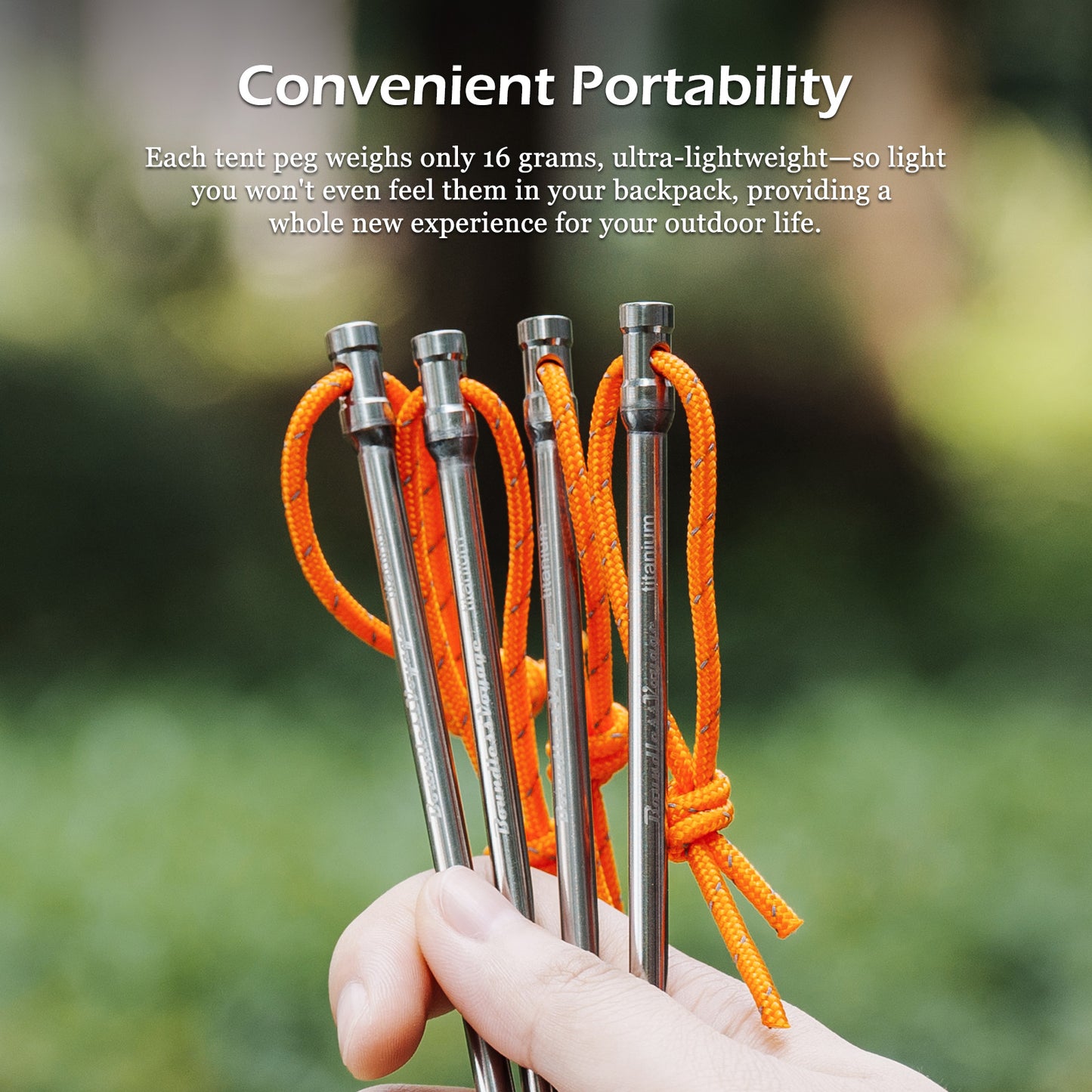 Titanium Alloy Titanium Tent Pegs 8pcs Tent Stakes Portable Tent Nails for Camping  Hiking Backpacking  Ultra light and stable