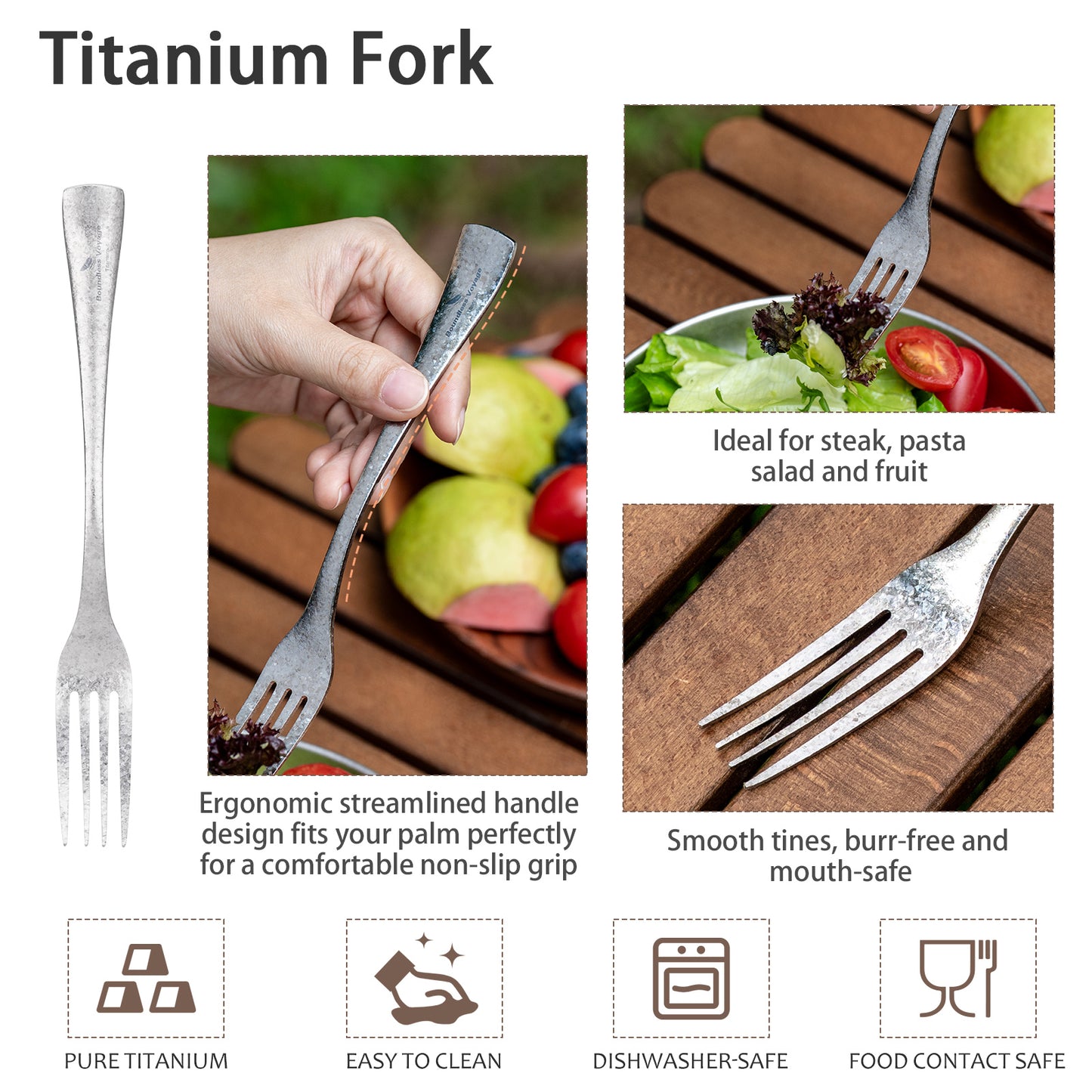 Boundless Voyage Titanium Flatware Set – Portable Outdoor Knife Fork Spoon Kit for Camping, Backpacking & Everyday Use