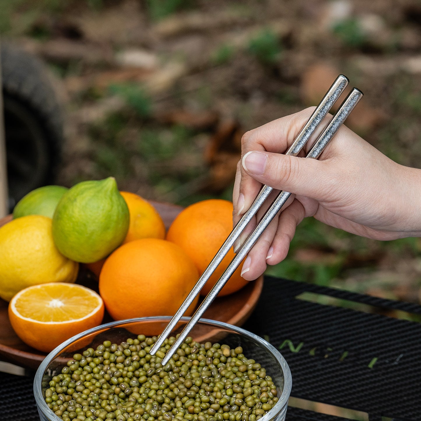 Boundless Voyage Titanium Chopsticks & Spork Set | Ultralight 2-in-1 Camping Cutlery | Non-Coated & Dishwasher Safe