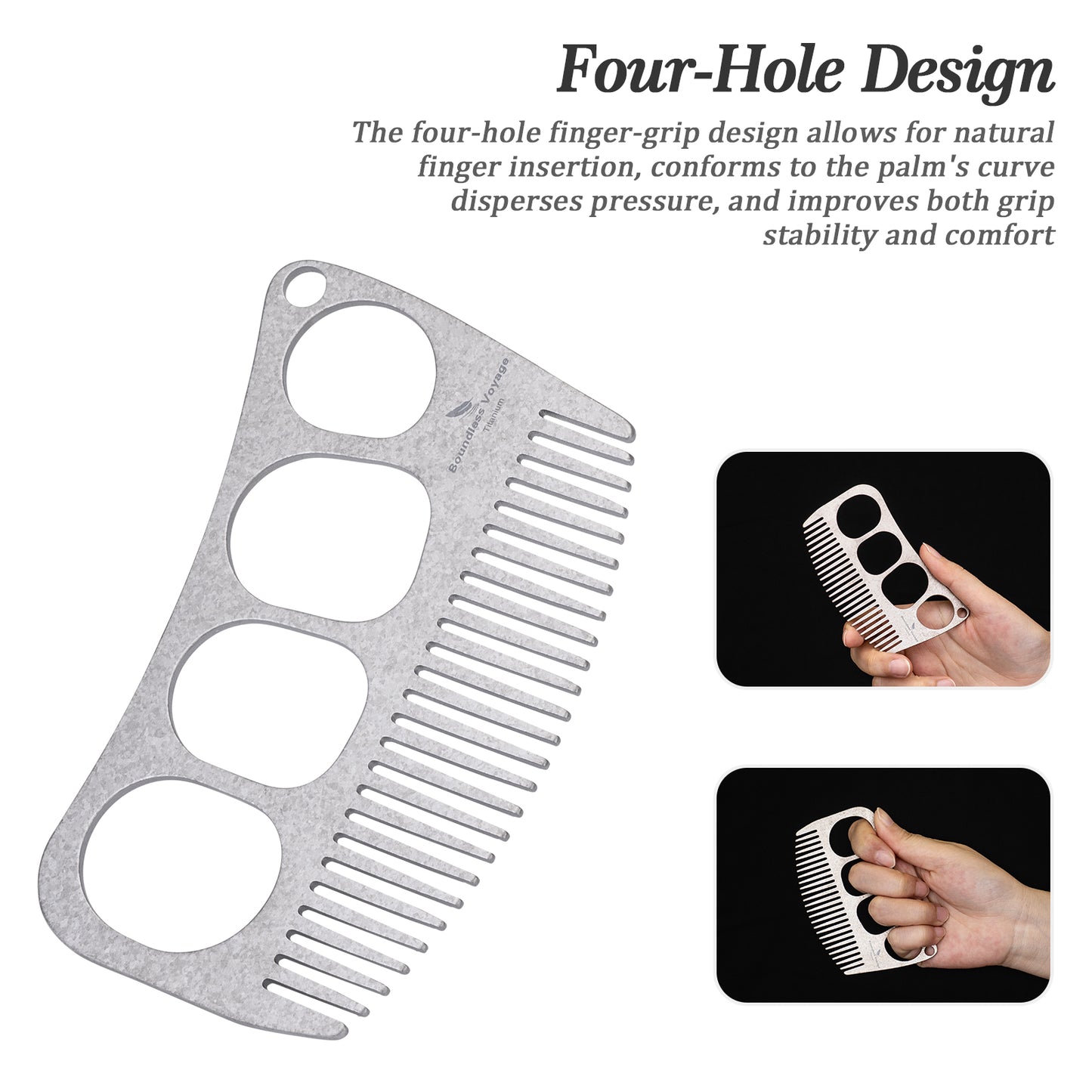 Boundless Voyage Titanium Crescent Hair & Beard Comb – Lightweight Unisex Grooming Tool for Home & Travel