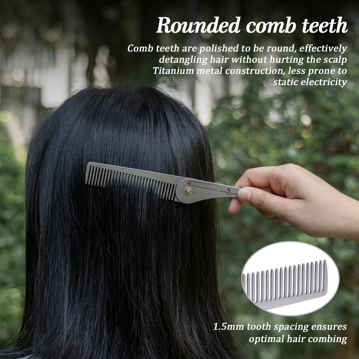 Boundless Voyage Titanium Foldable Comb – Portable EDC Pocket Comb for Travel, Camping & Everyday Grooming