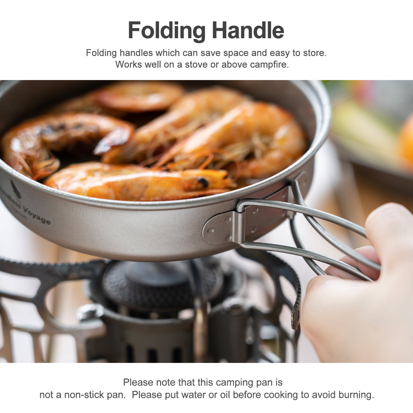 Boundless Voyage TA1 Titanium Pot & Pan Set 500ml + 1000ml with Lid – Ultralight Camping Cookware with Folding Handles for Hiking, Picnic & Outdoor Cooking