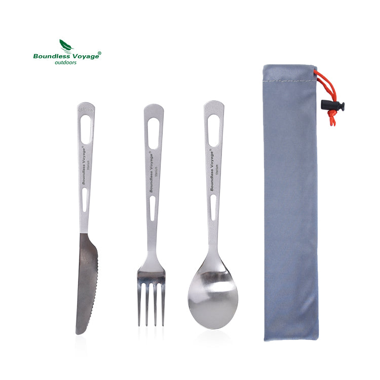 Boundless Voyage Titanium Cutlery Set spoon+fork+knife For Outdoor Camping Home Lightweight