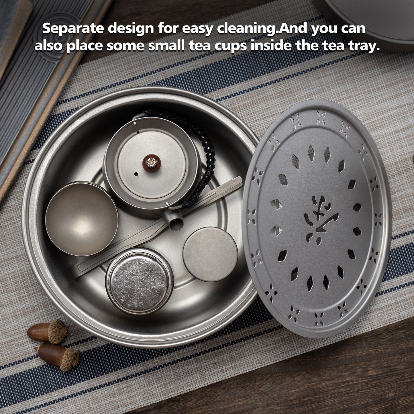Boundless Voyage Titanium Tea Tray – Portable Gongfu Tea Board for Outdoor Tea Brewing, Camping, Travel & Car Tea Setup
